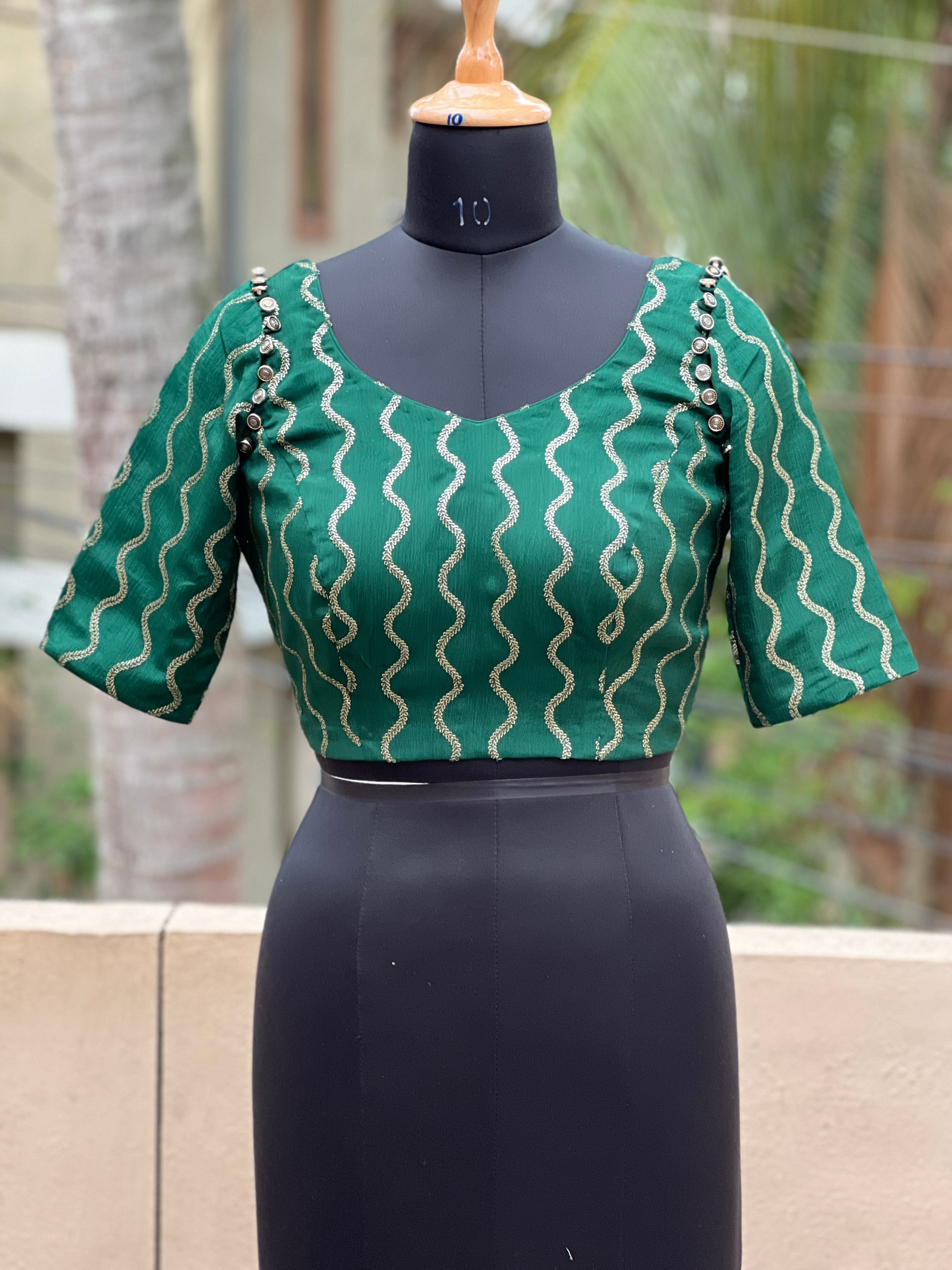 Bottle Green Customised Transformable Blouse | DN418