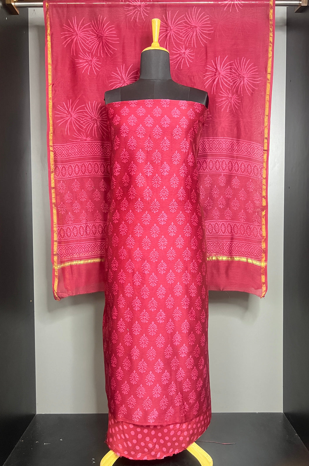 Print Patterned Chanderi Silk Salwar Set | JKL499