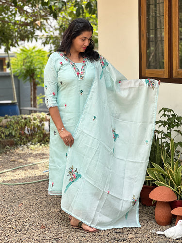 Hand Embroidery Banarasi Kota Salwar Set | BLD1007
