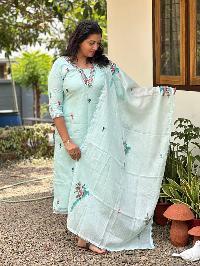 Hand Embroidery Banarasi Kota Salwar Set | BLD1007