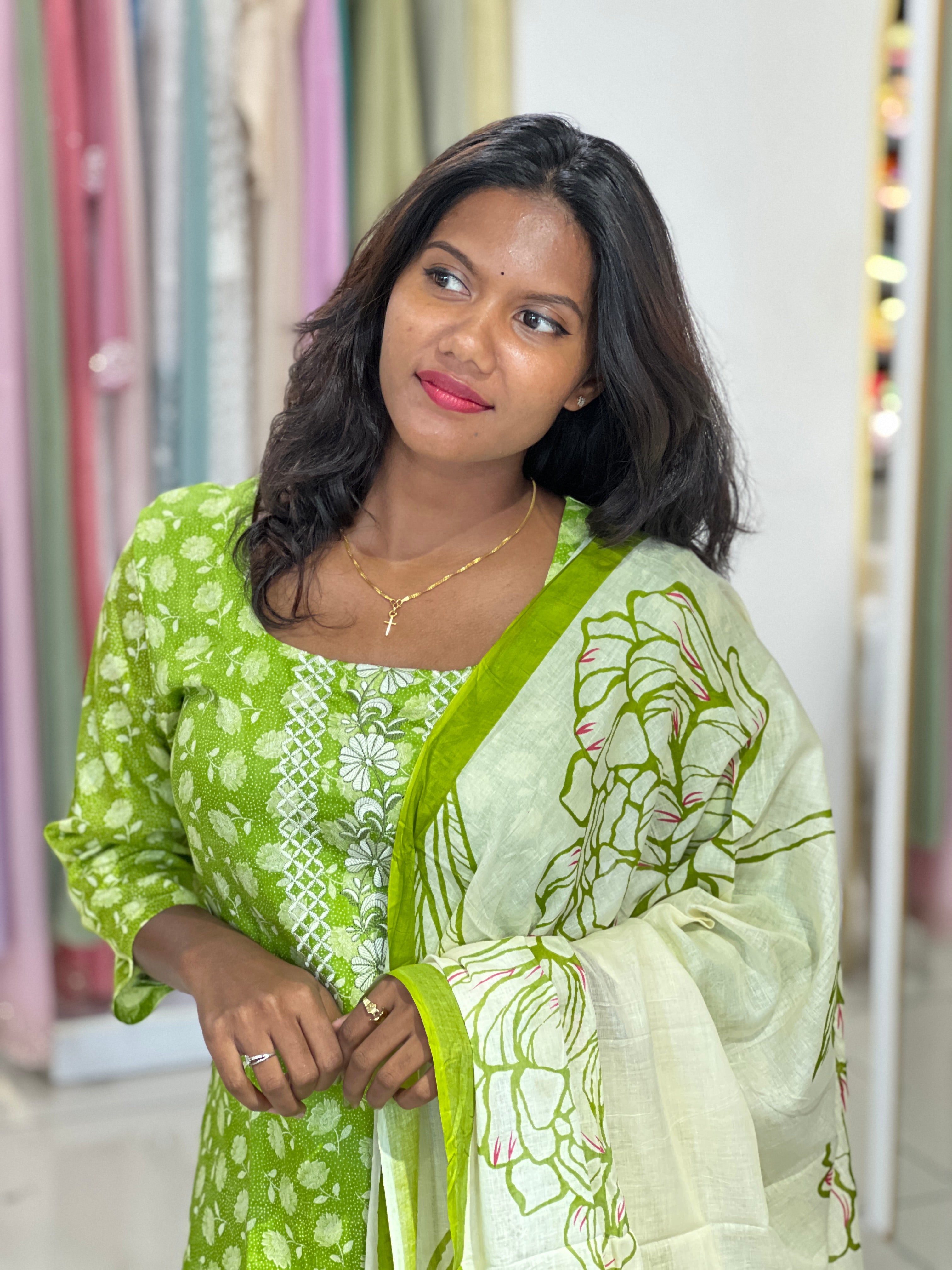 Floral Printed Pattern Cotton Kurta Set | IHP105