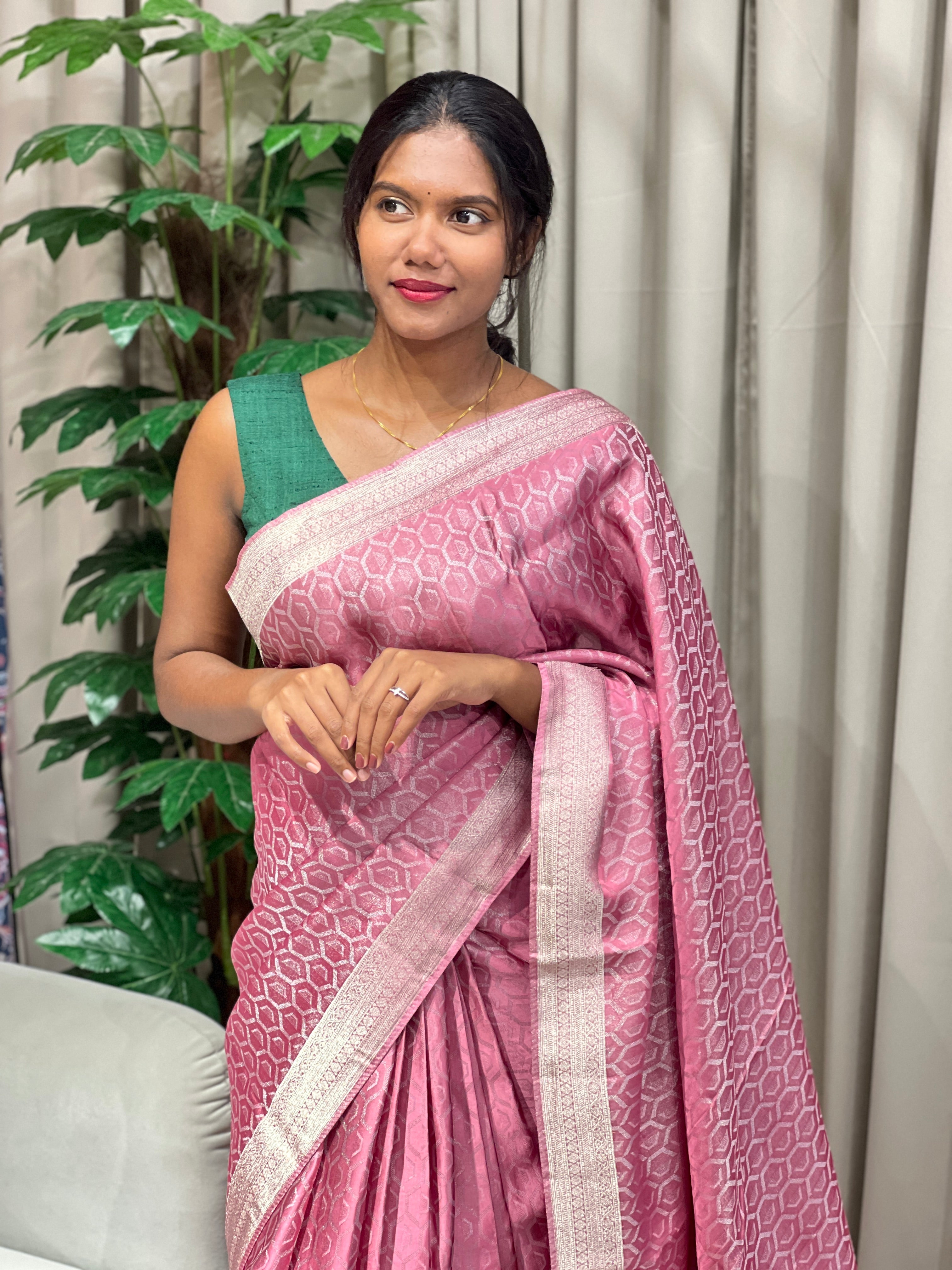 Silver Zari Woven Soft Silk Saree | YNG714