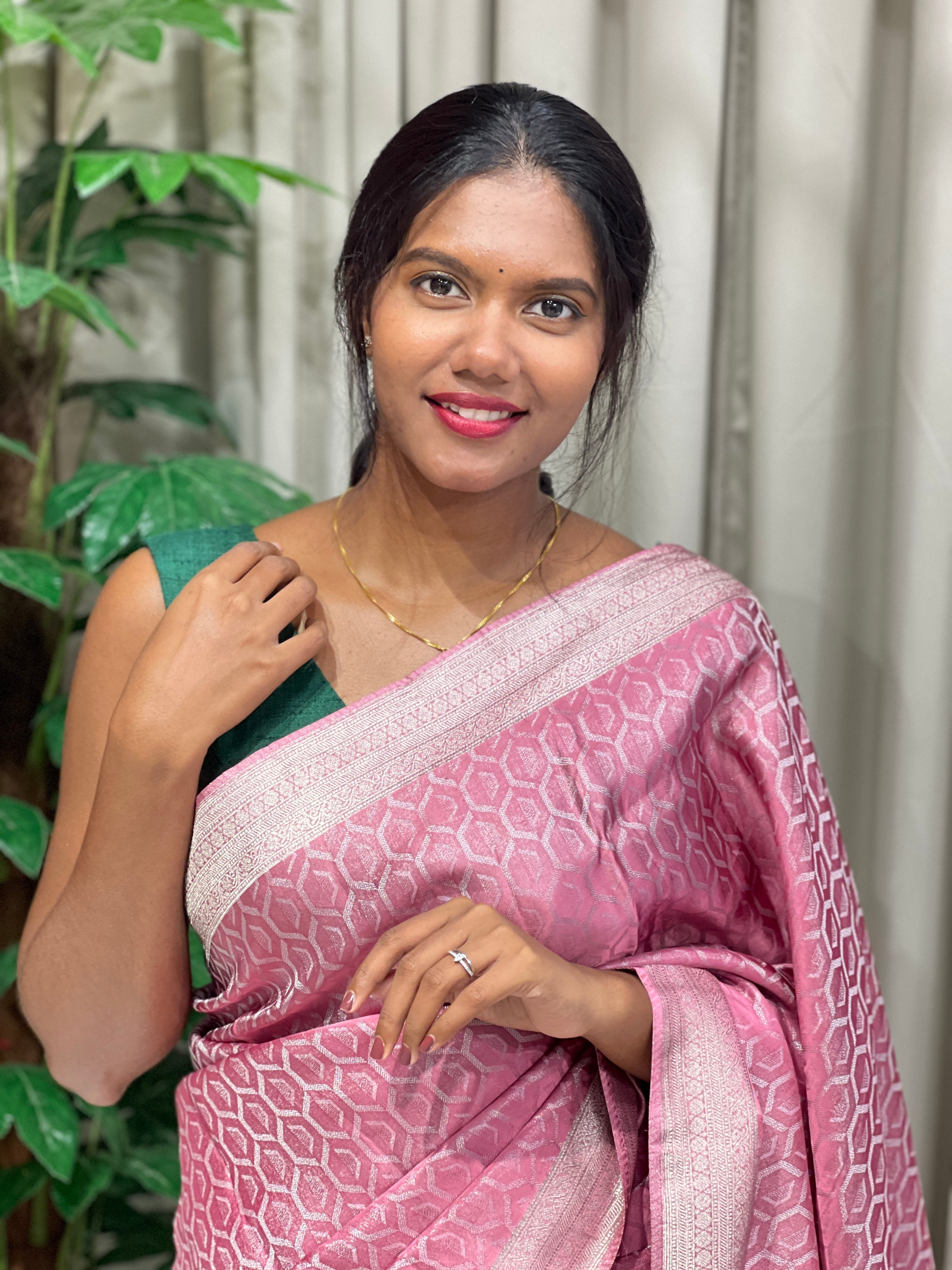 Silver Zari Woven Soft Silk Saree | YNG714