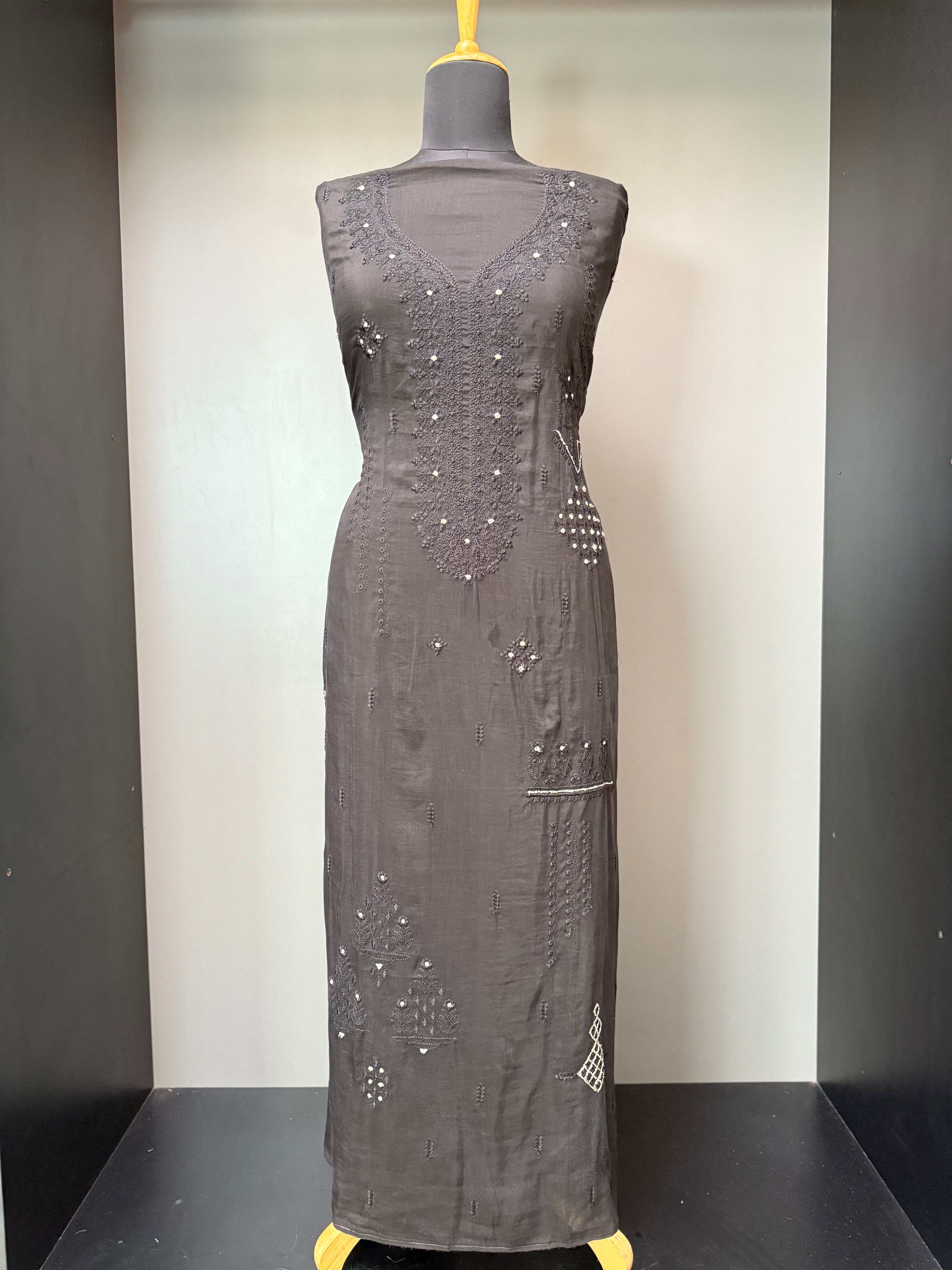 Embroidery Pattern Chanderi Kurta Material | FF110