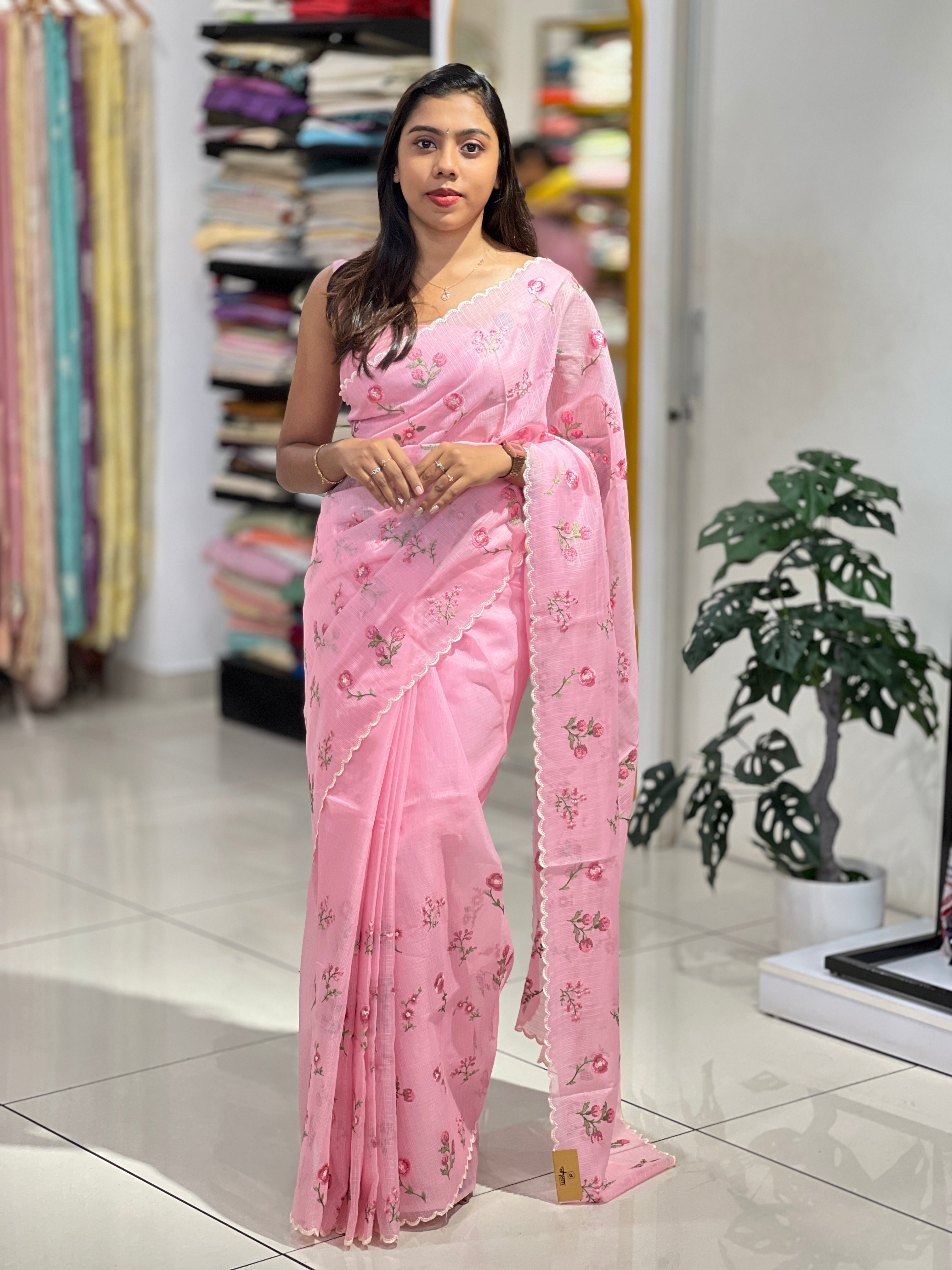 Floral Machine Embroidery Detailed Kota Saree | PKS164