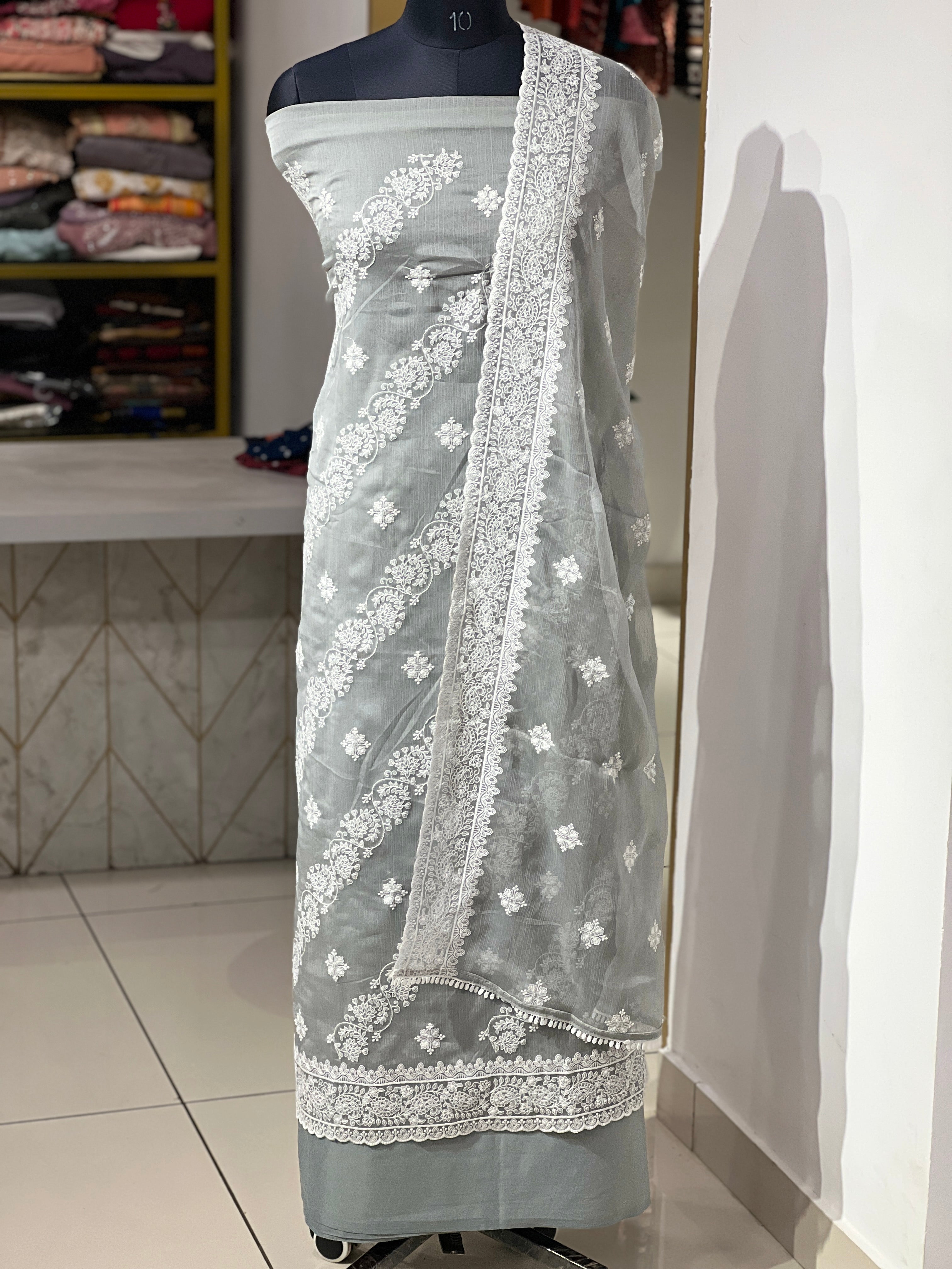 Machine Embroidered Crushed Georgette Salwar Set | SP285