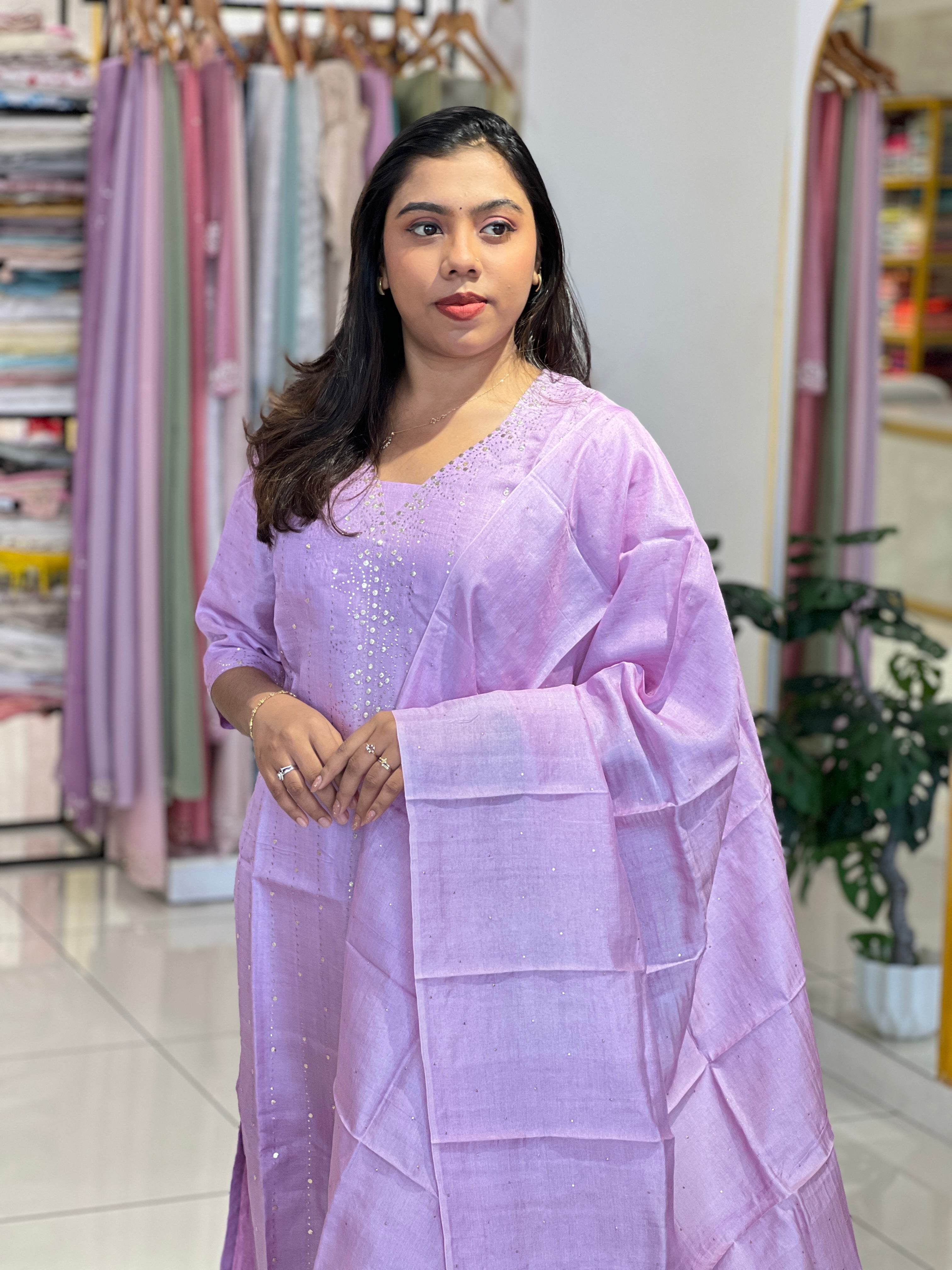 Mukaish Work Detailed Tussar Kurta Set | IHP104