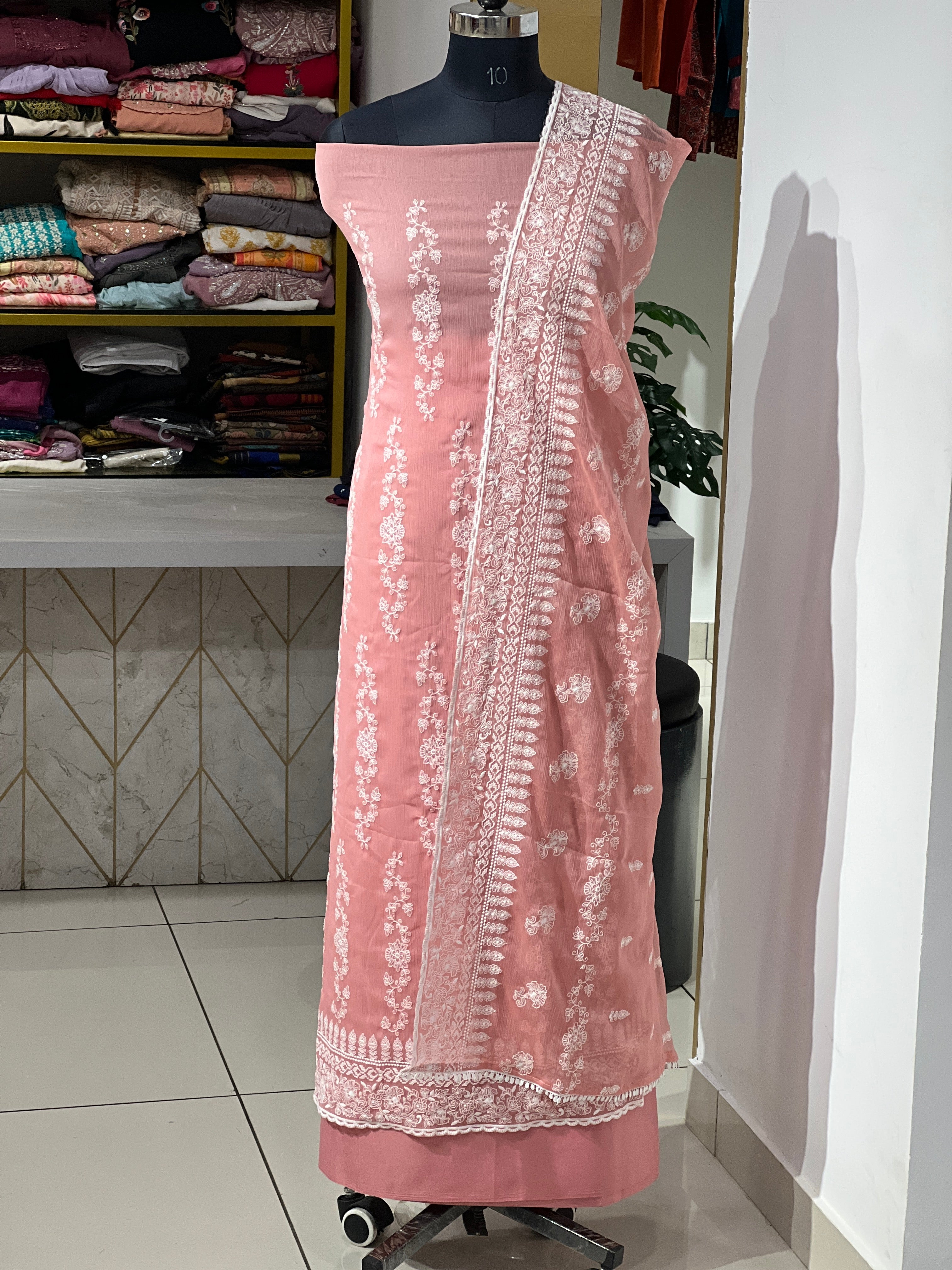 Machine Embroidered Crushed Georgette Salwar Set | SP316