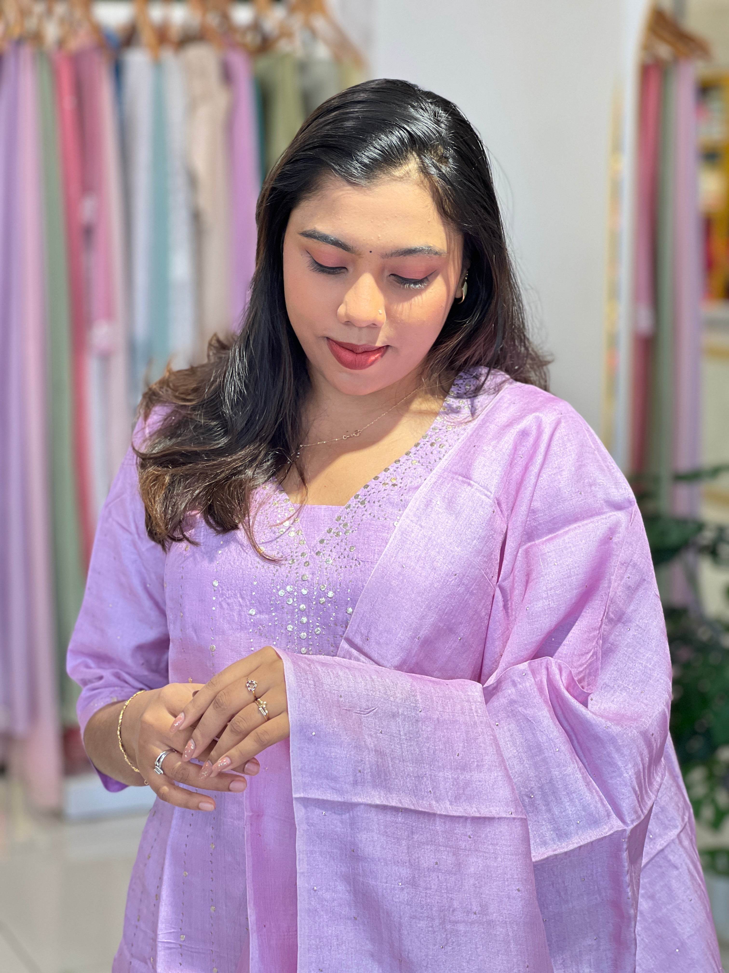 Mukaish Work Detailed Tussar Kurta Set | IHP104