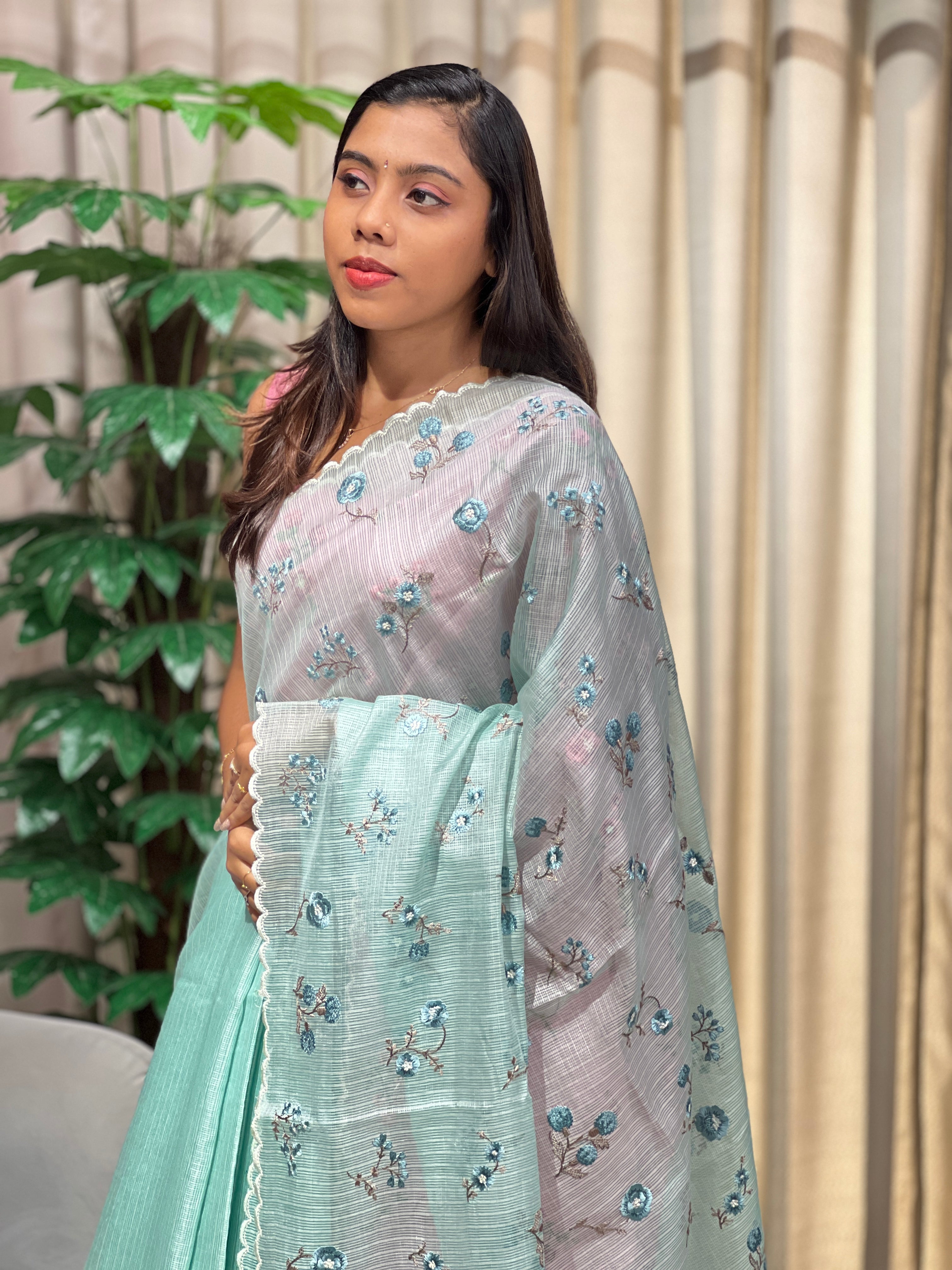 Floral Machine Embroidery Detailed Kota Saree | PKS166