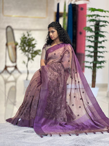 Machine Embroidered Floral Pattern Semi Organza Saree | YNG460