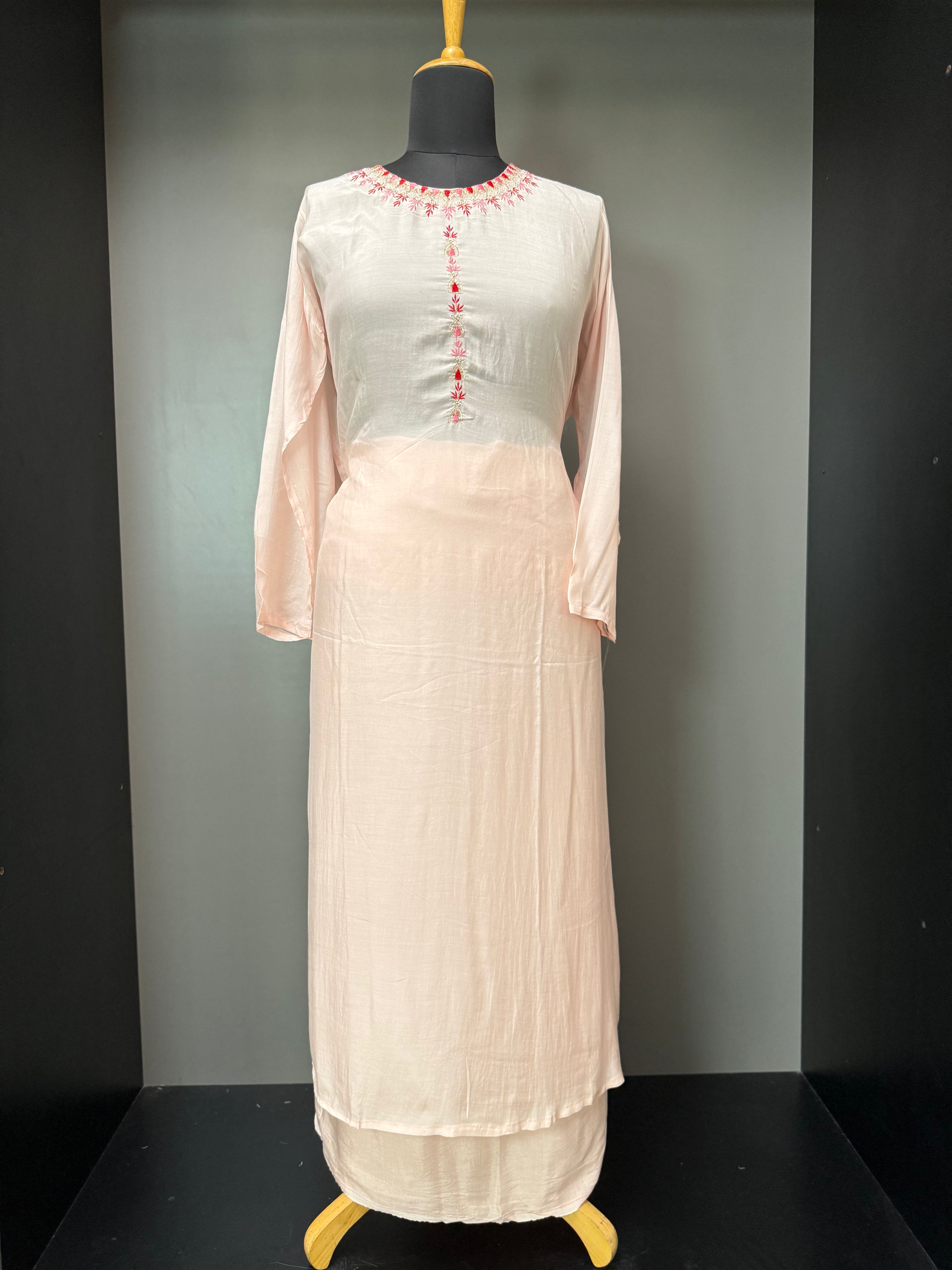 Semi Stitched Embroidered Muslin Salwar Sets | SW1154
