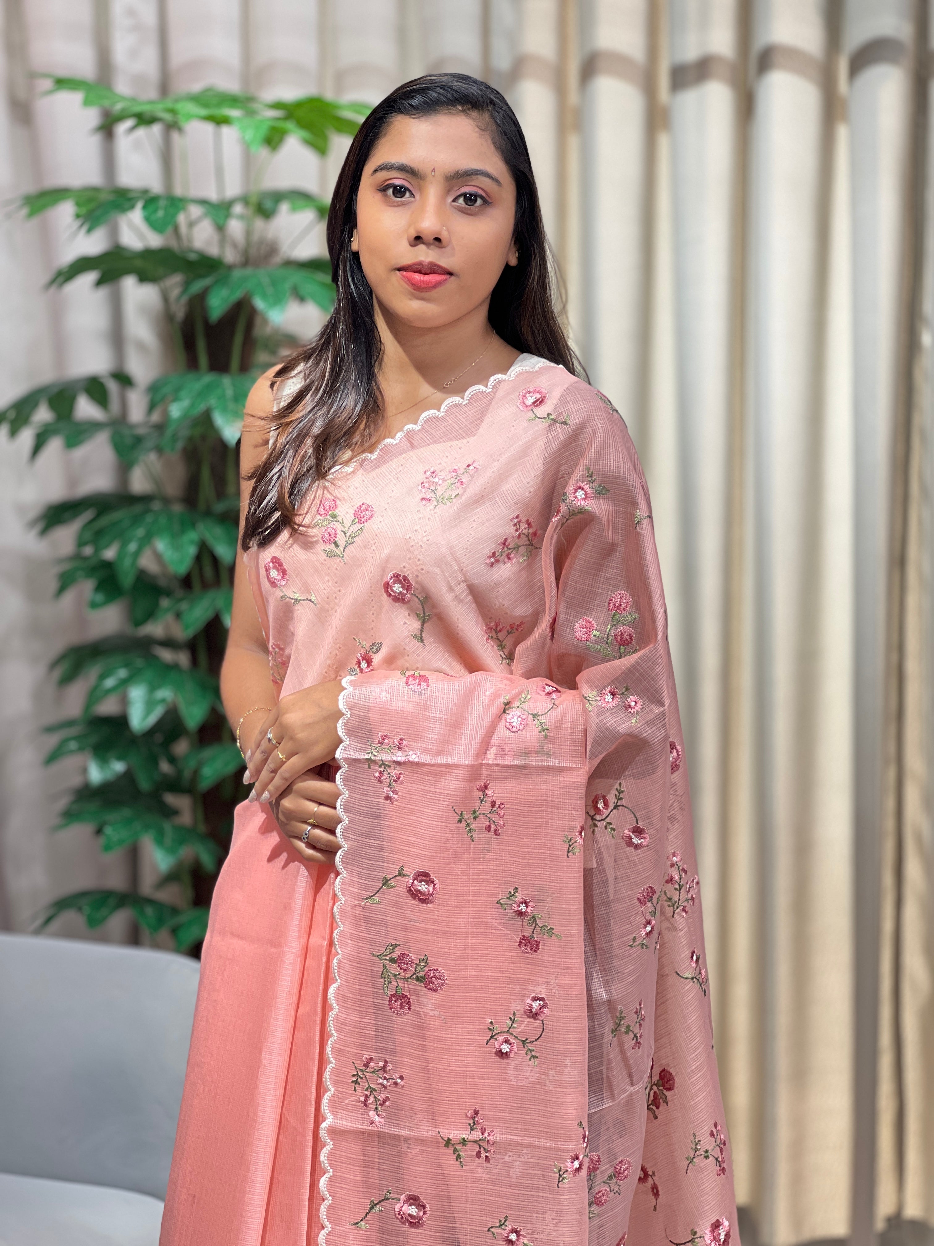 Floral Machine Embroidery Detailed Kota Saree | PKS168