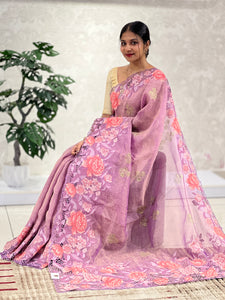 Khaddi Printed Crushed Tissue Organza Saree | RGD573