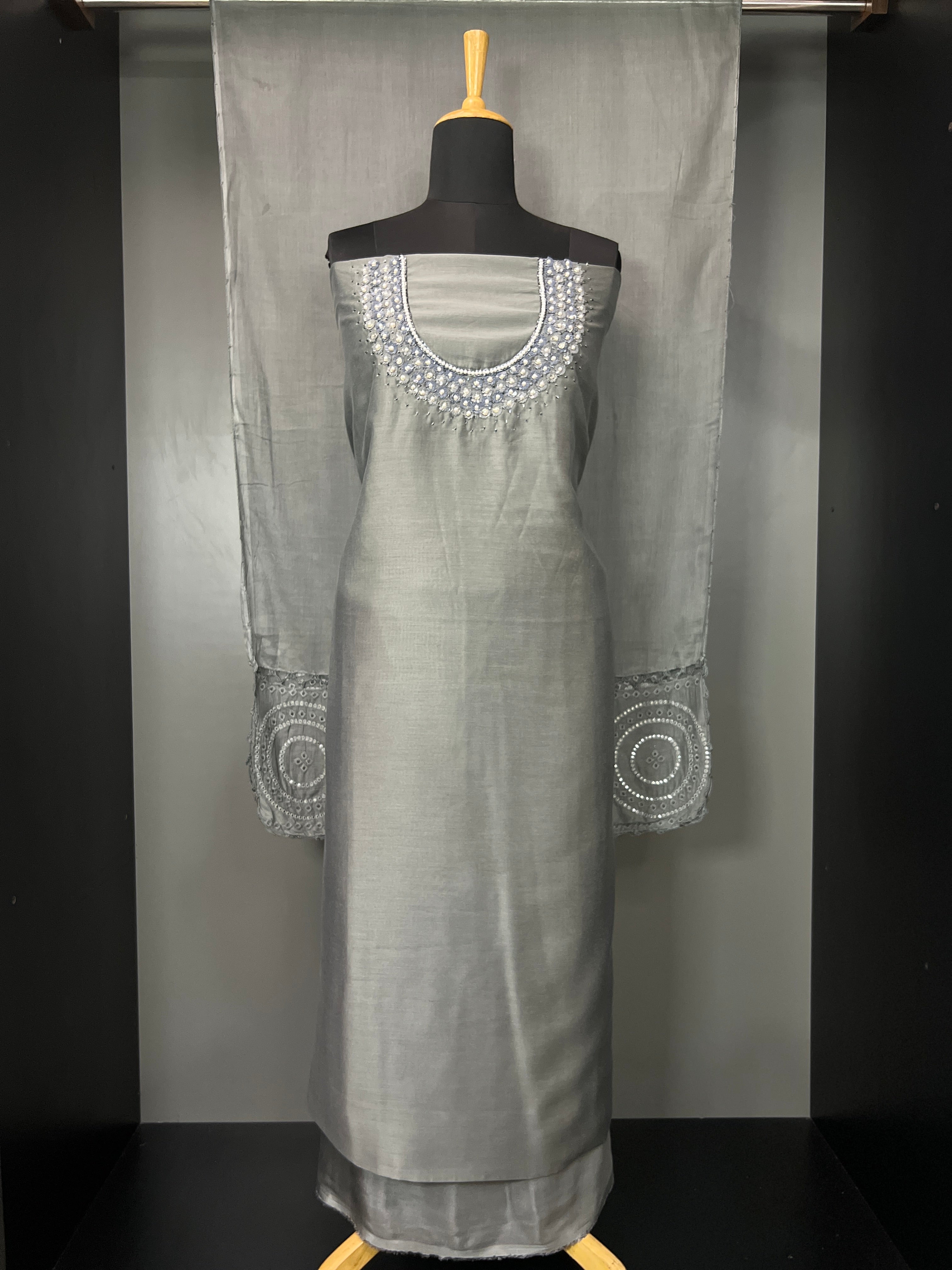 Hand Embroidery Detailing Semi Silk Salwar Set | PF928