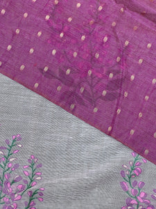 Floral Print Design Linen Saree | TOT121