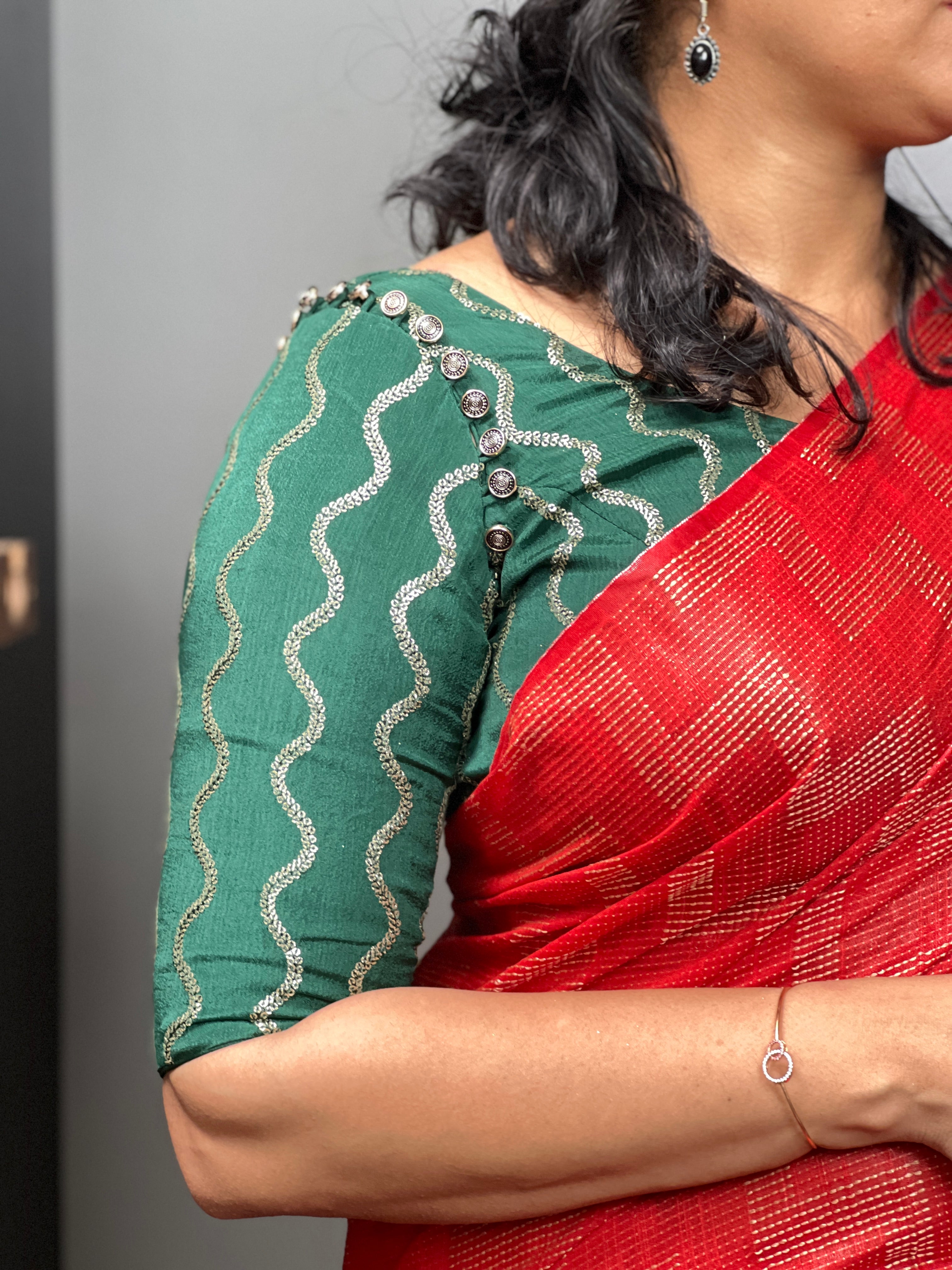 Bottle Green Customised Transformable Blouse | DN418