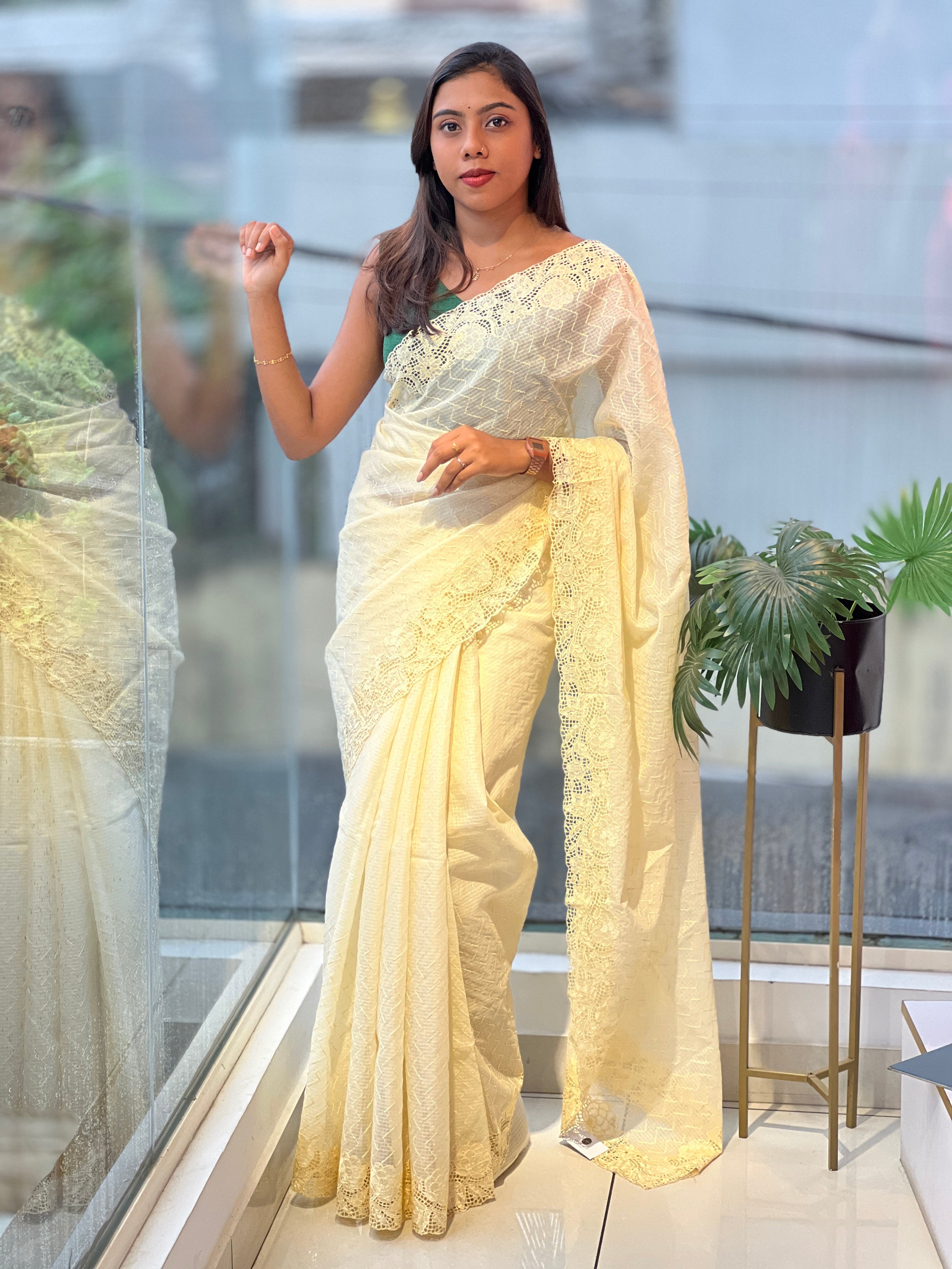 Zig Zag Embroidery Detailed Kota Saree | BLD1856