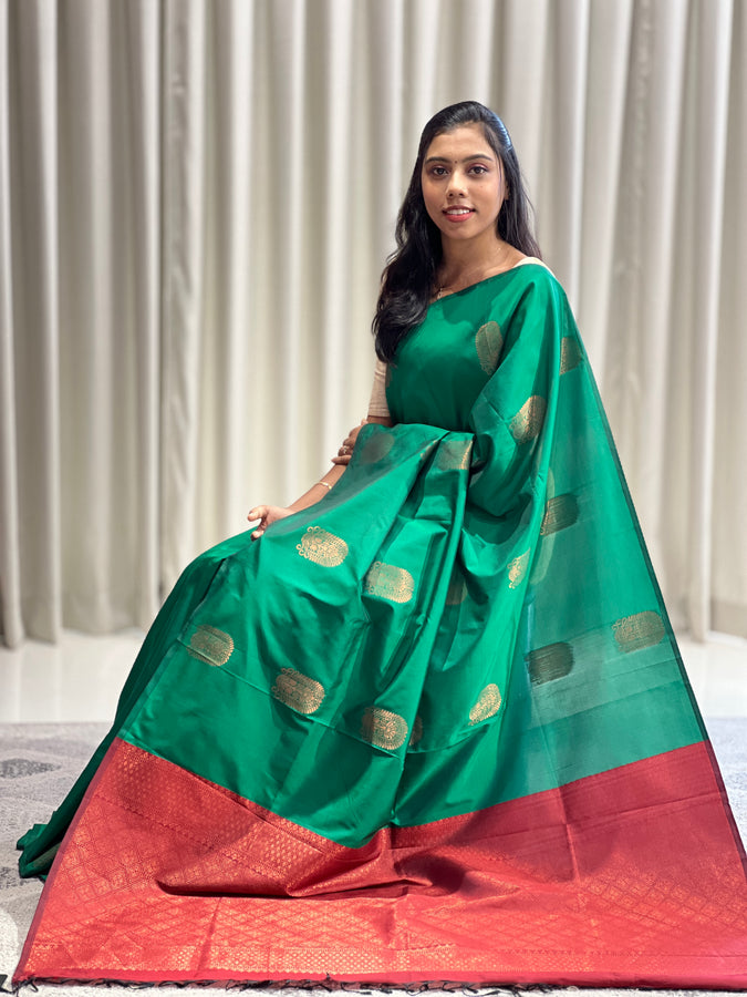 Geometric Patterned Zari Woven Semi Silk Saree | PRS229