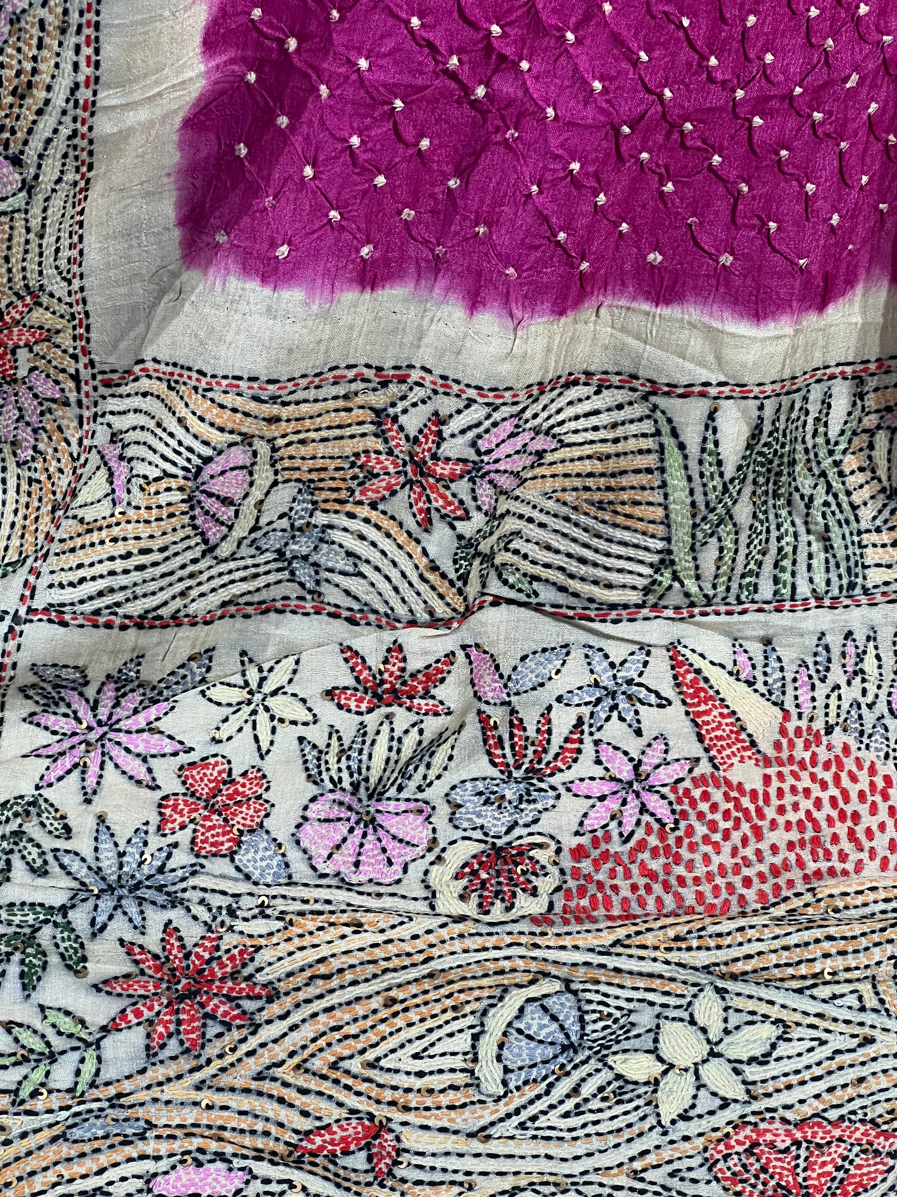 Bandhani Printed Tussar Saree | RGD466