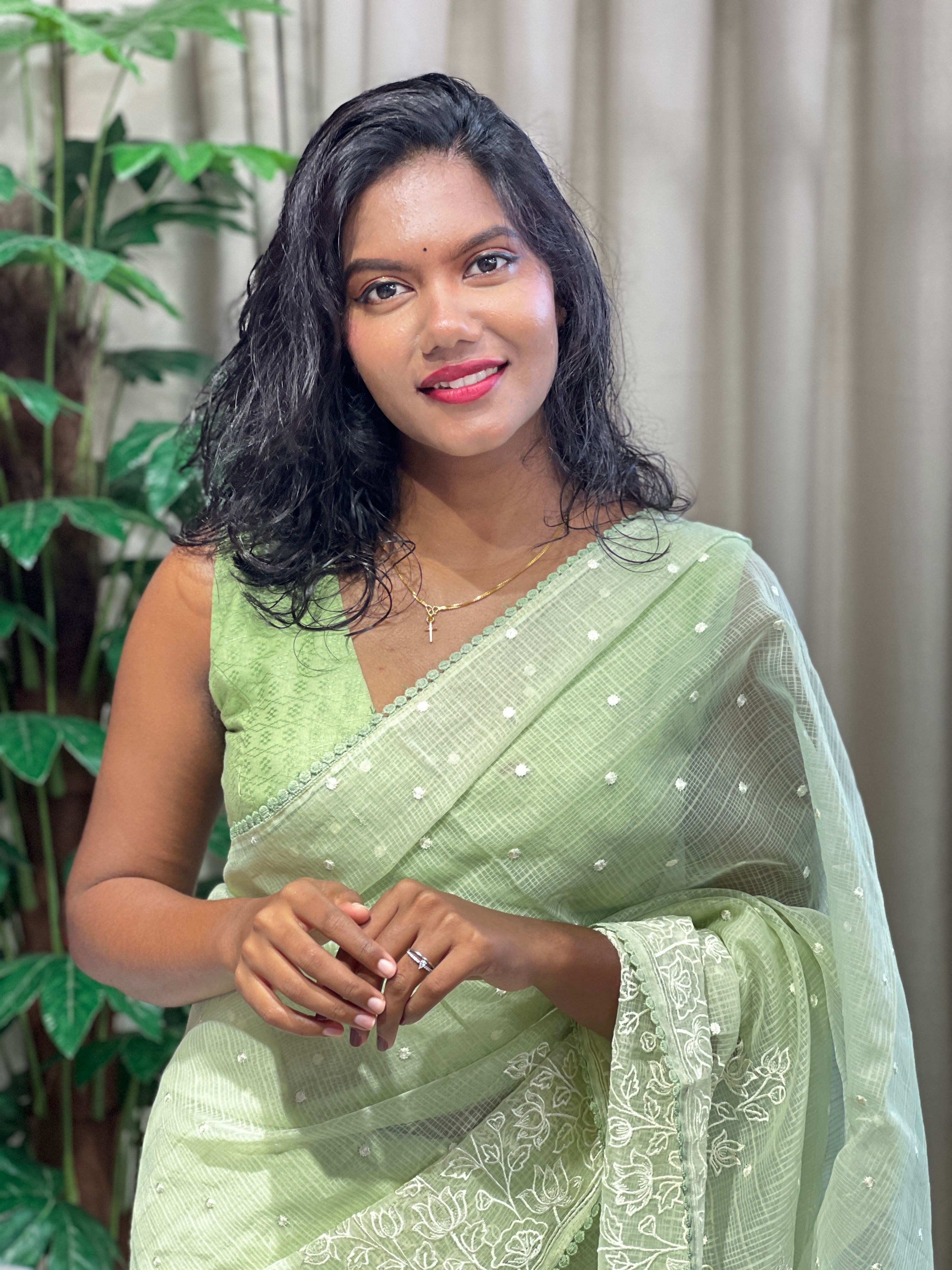 Floral Machine Embroidery Detailed Kota Saree | BLD1836
