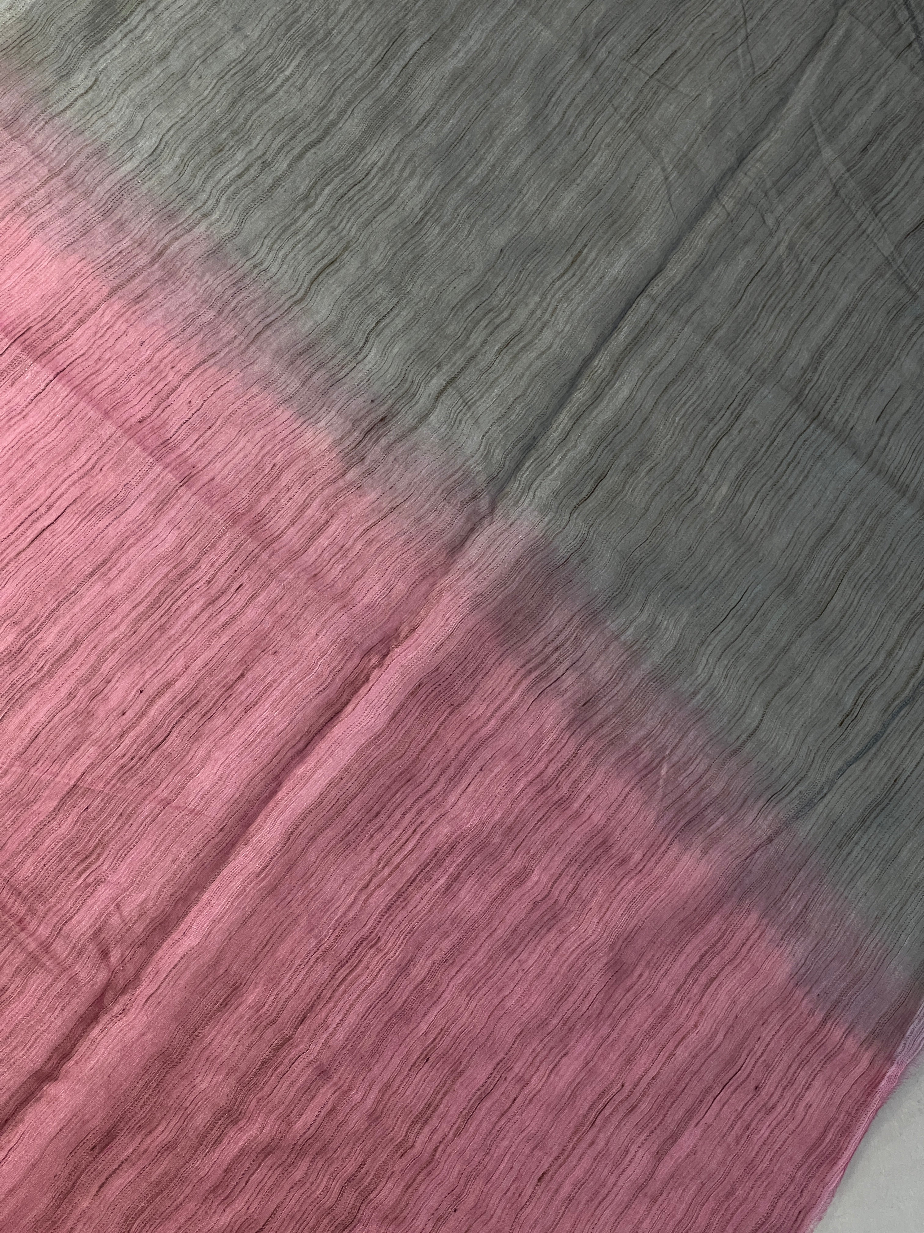 Floral Embroidered Bhagalpuri Linen Saree | NHH456