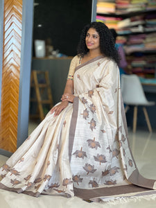 Floral Pattern Tussar Finish Saree | KSD141