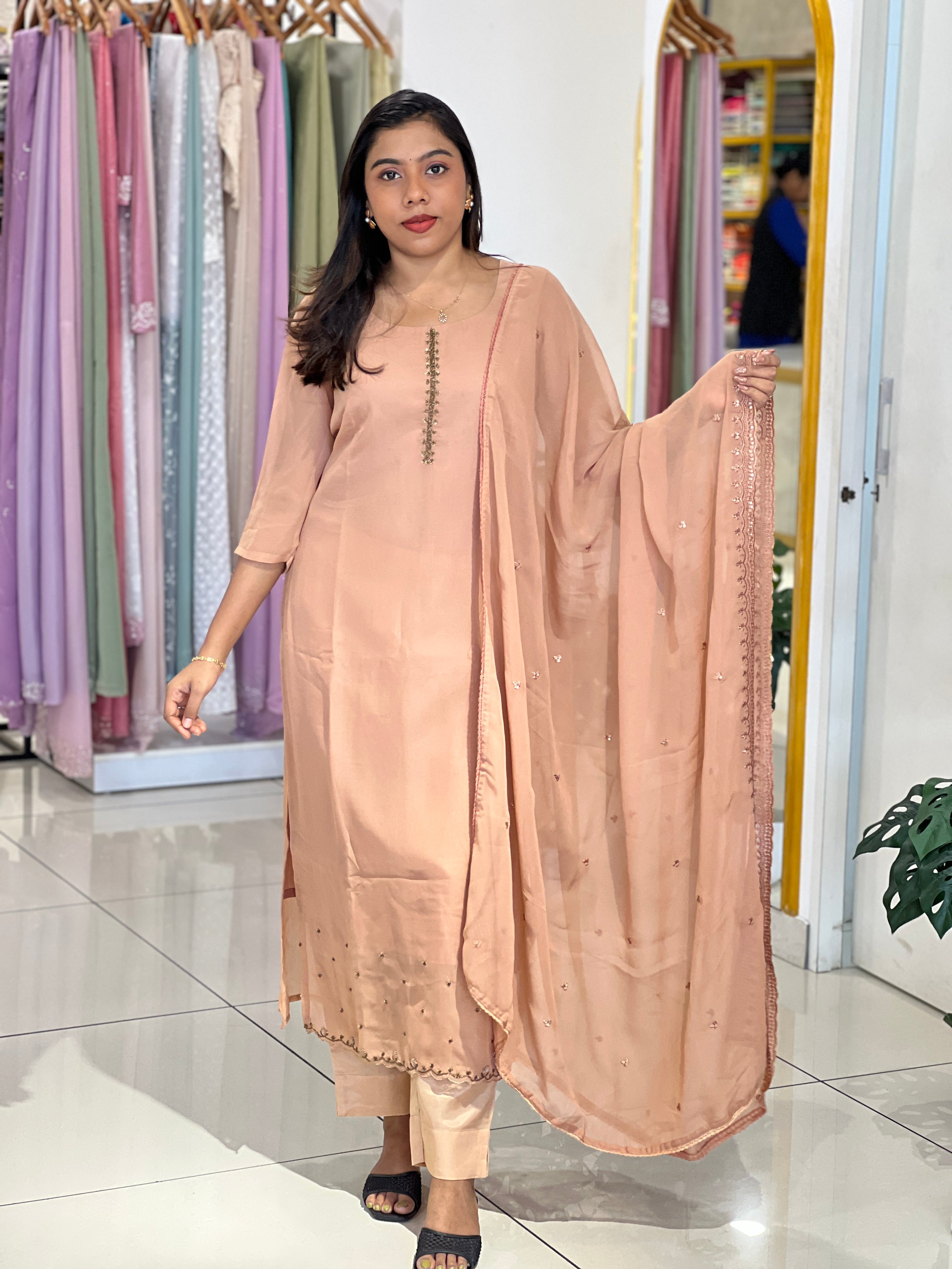 Hand Work Highlighted Georgette Kurta Set | IHP170