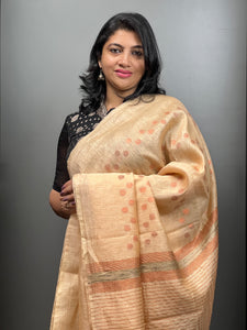 Silk Linen With Copper Zari Saree | SK206