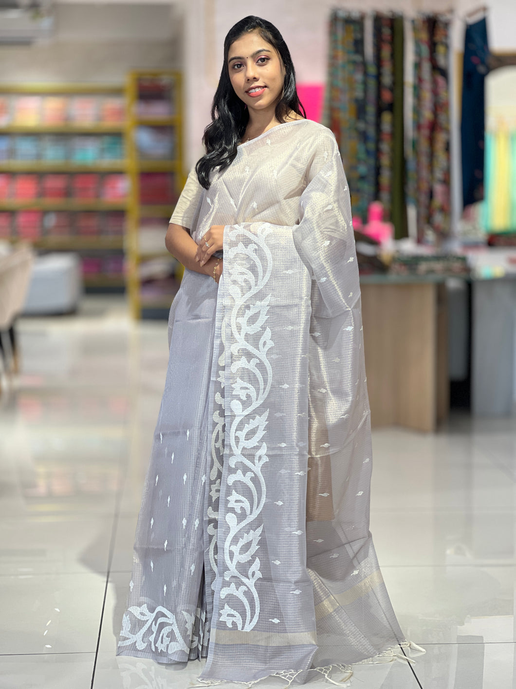 Machine Embroidery Detailed Supernet Kota Saree | BLD742