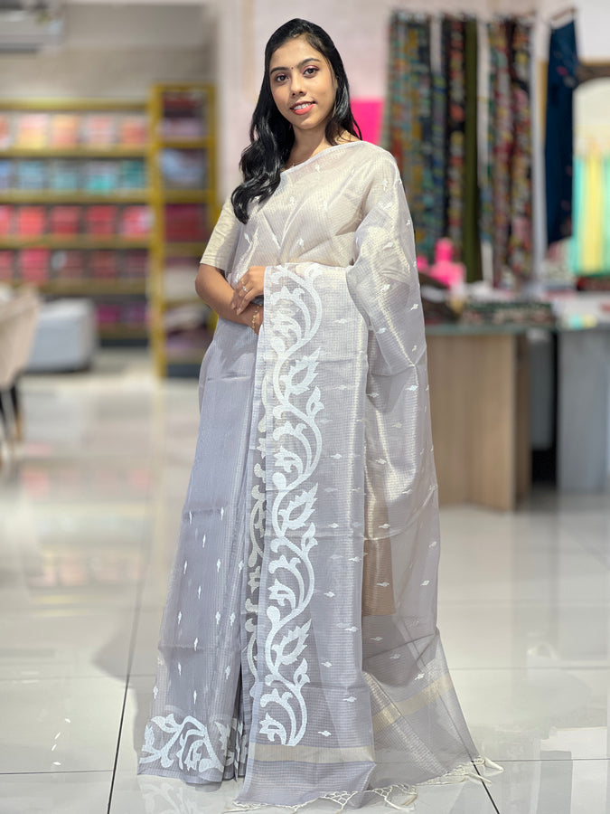 Machine Embroidery Detailed Supernet Kota Saree | BLD742
