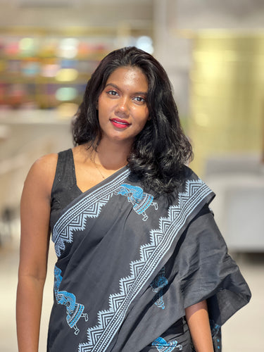 Block Printed Cotton Saree | SFA121