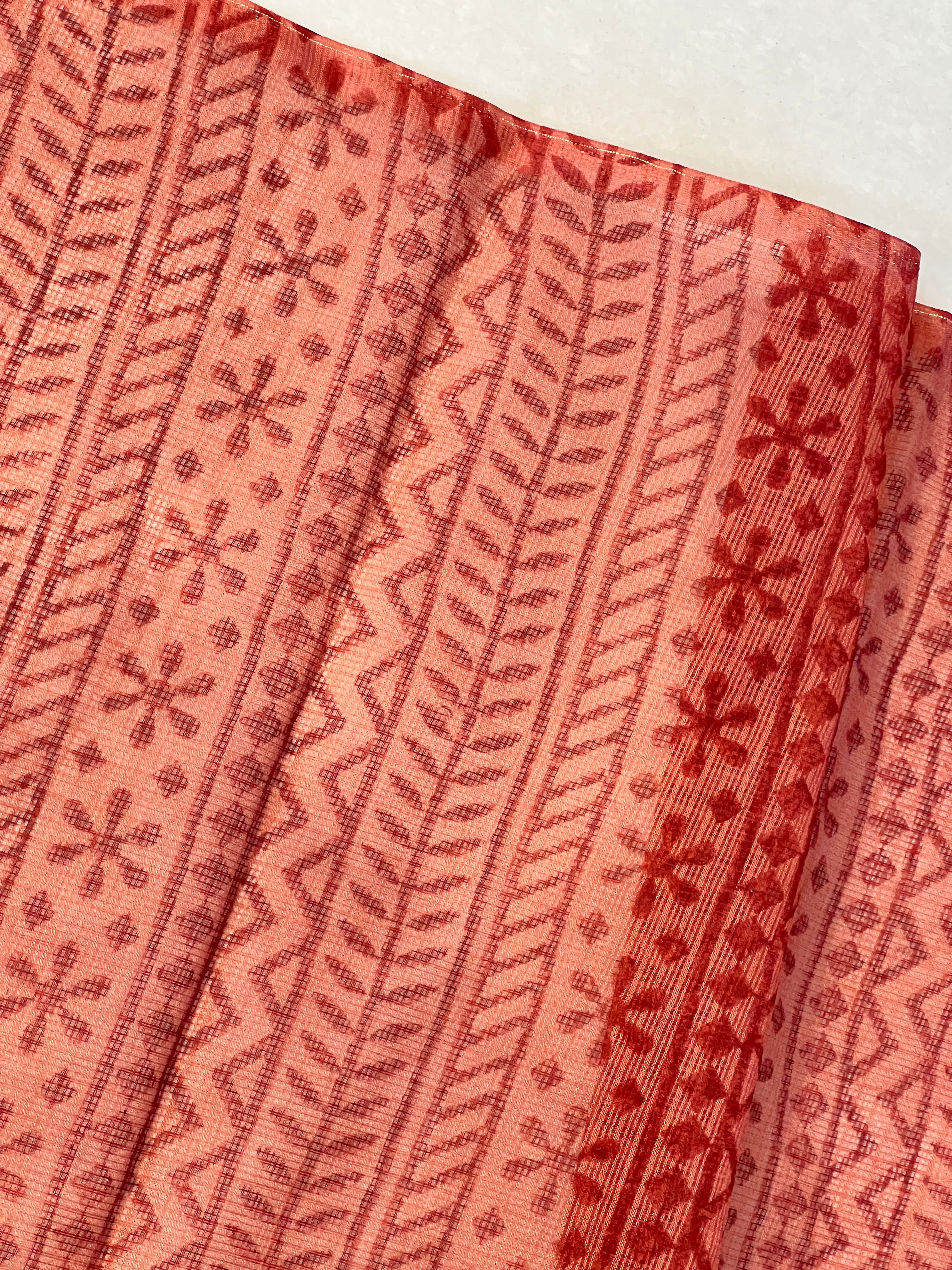 Block Print With Embroidery Detailed Supernet Kota Saree | PF1046
