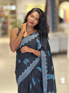 Block Printed Cotton Saree | SFA121