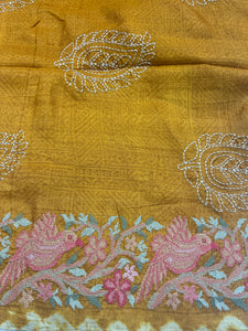 Kantha Embroidered Tussar Saree | RGD462