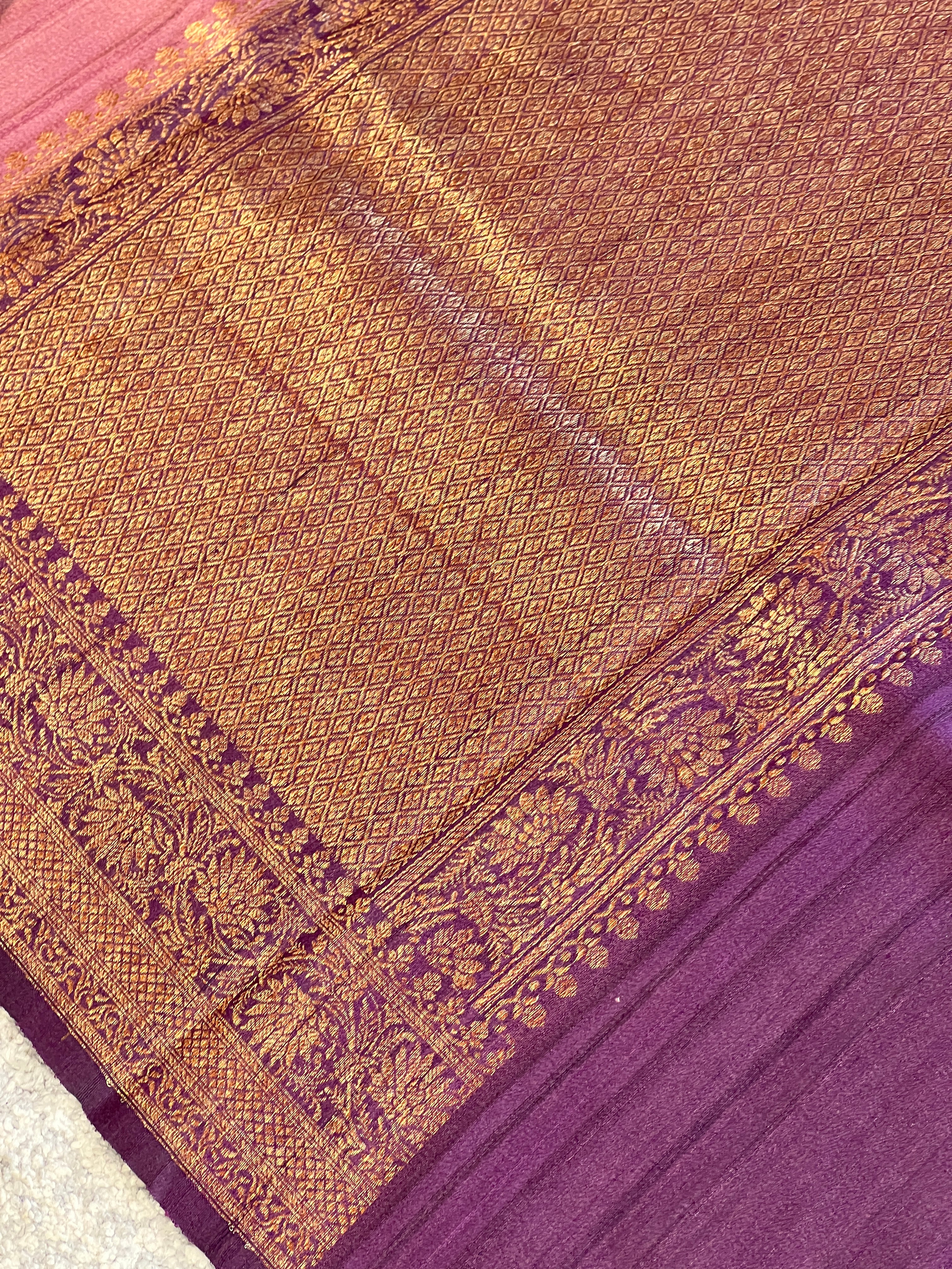 Zari And Thread Woven Tussar Banarasi Saree | YNG734