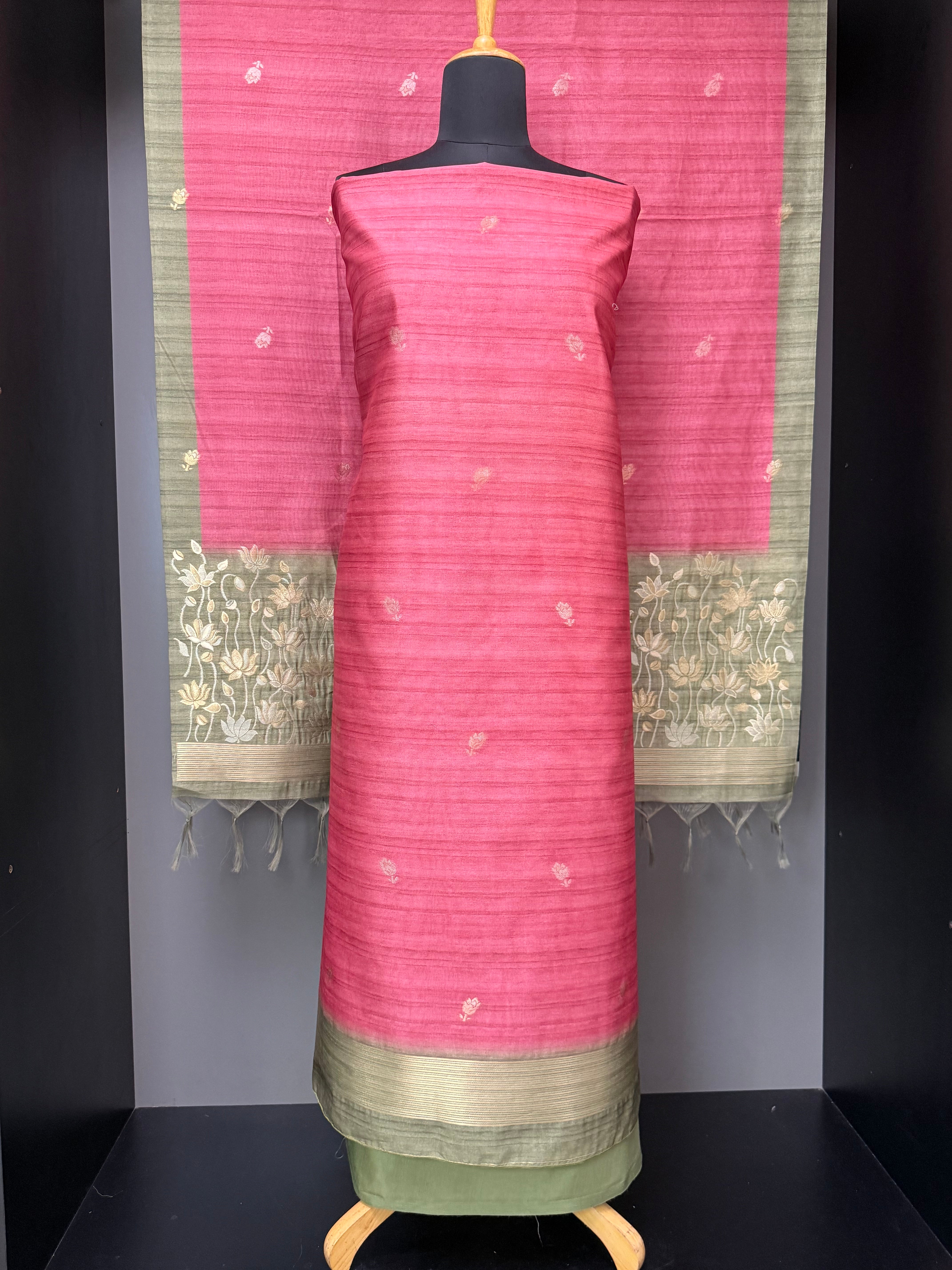 Silver & Golden Zari Detailed Semi silk Salwar Set | SP267