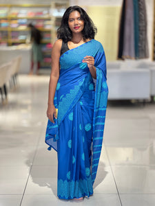 Block Print Detailed Soft Cotton Saree | SFA113
