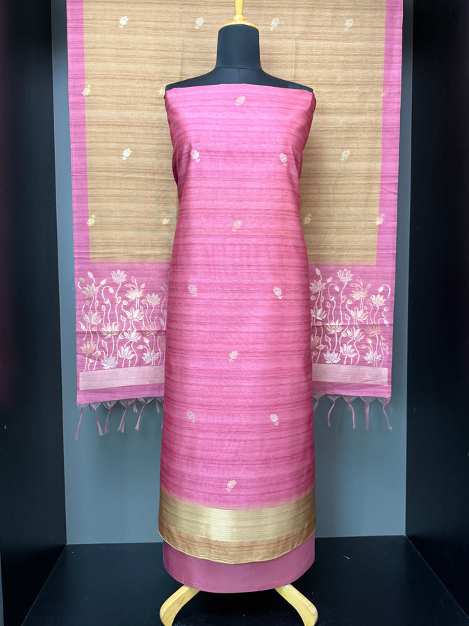 Silver & Golden Zari Detailed Semi silk Salwar Set | SP264