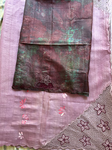 Twine Cutwork With Silk Painted Tussar Saree | TC382