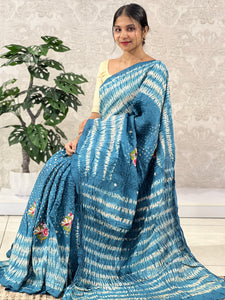 Bandhini Tie & Dye Pattern Tussar Saree | RGD465