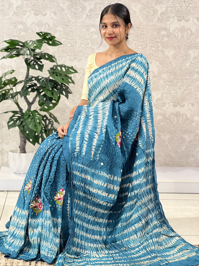 Bandhini Tie & Dye Pattern Tussar Saree | RGD465