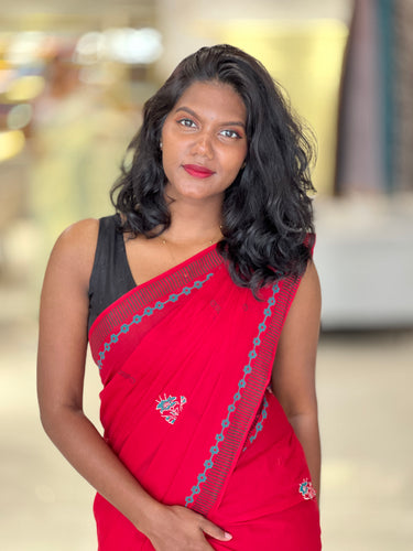 Block Printed Cotton Saree | SFA116