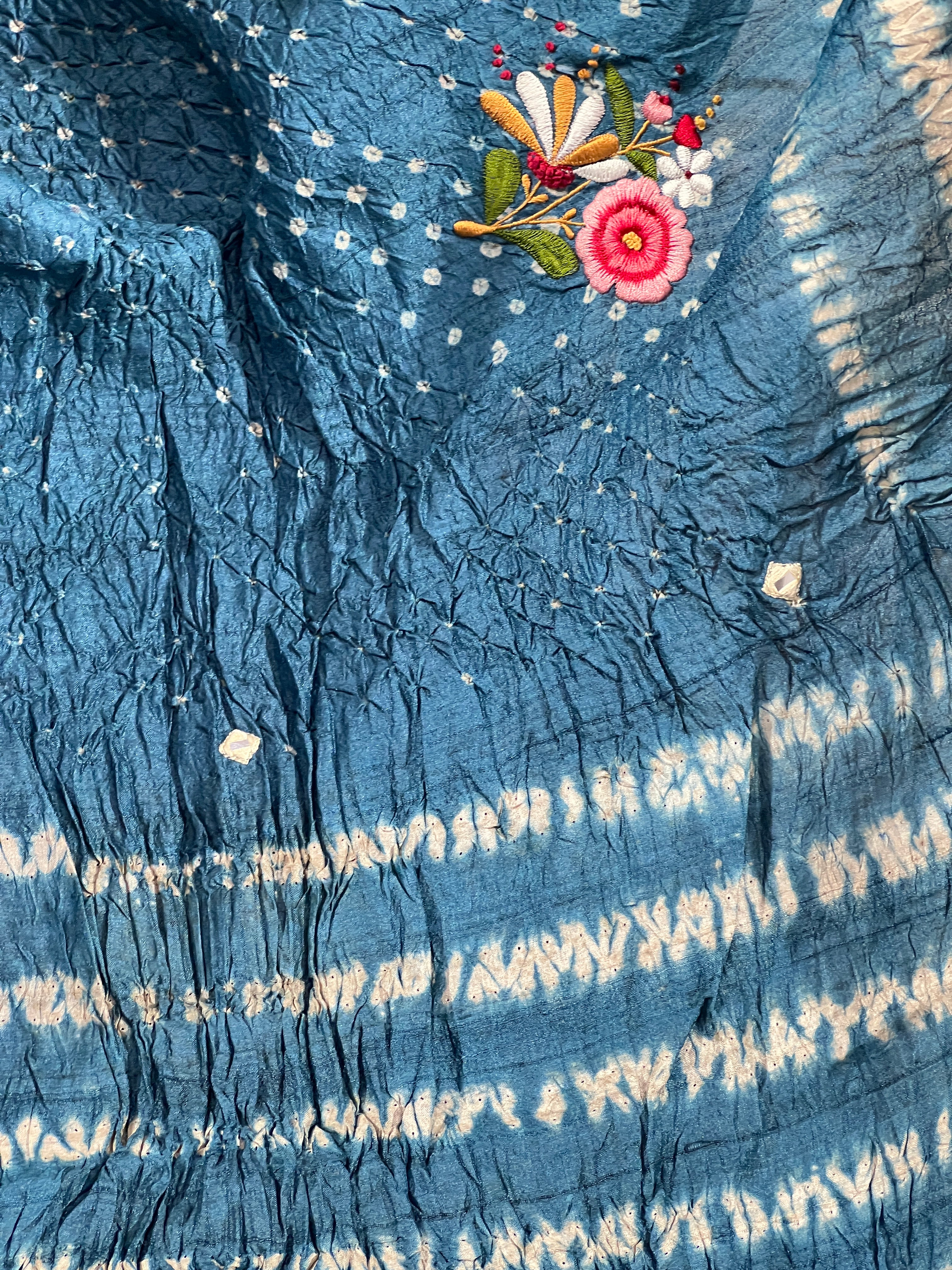 Bandhani Tie & Dye Pattern Tussar Saree | RGD465