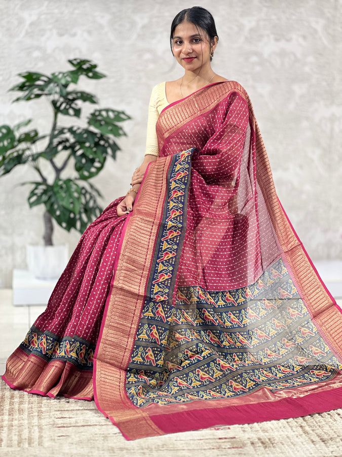 Patola Design Chanderi Silk Saree | RGD485