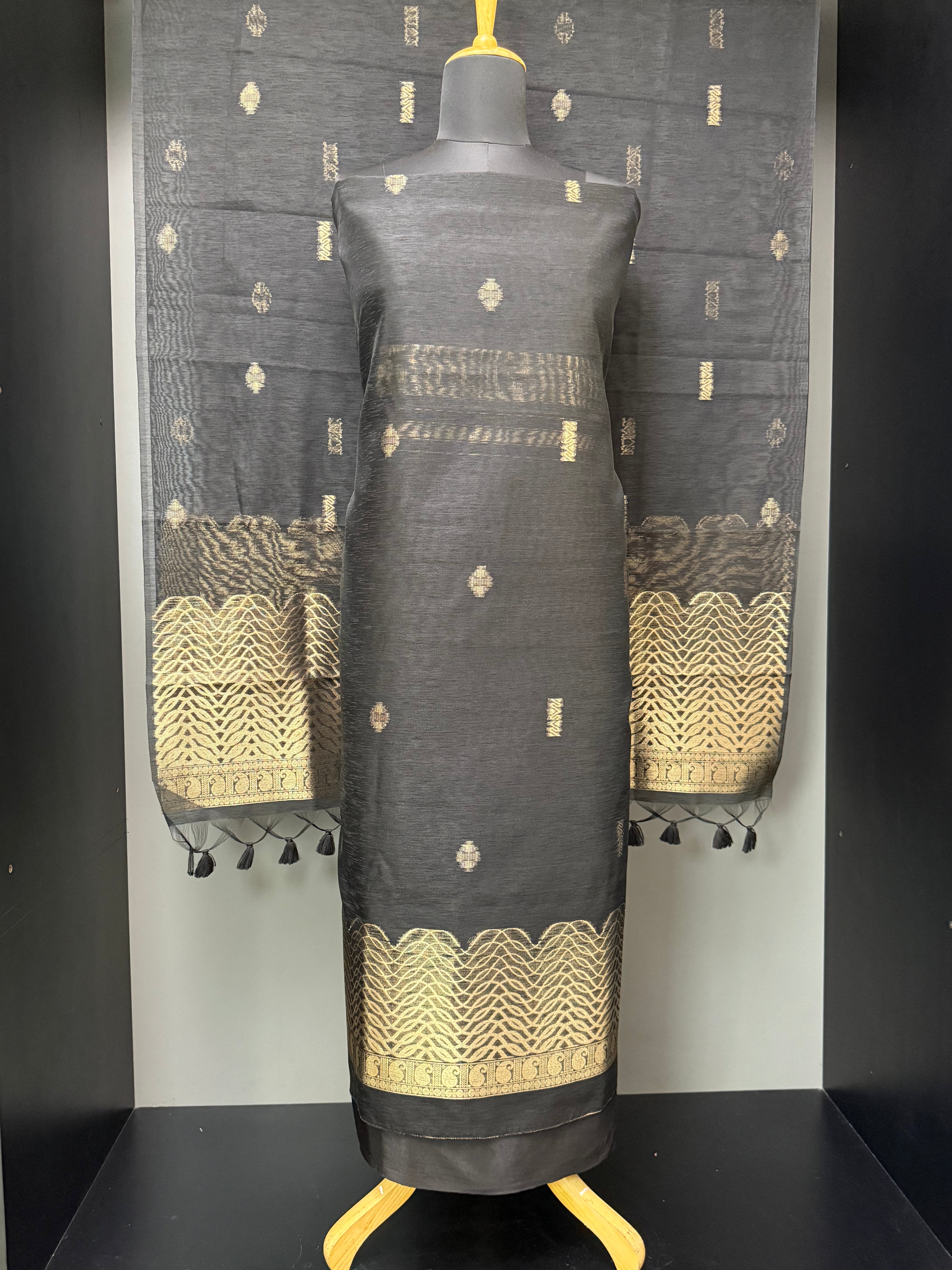 Banarasi Weaved Geecha Tussar Finish Salwar Set | LV384