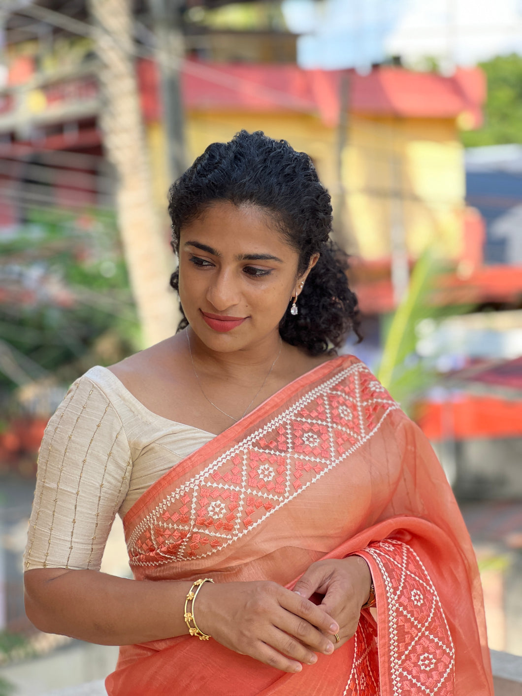 Kutch Work Inspired  Embroidery Pattern  Organza Saree | SK278