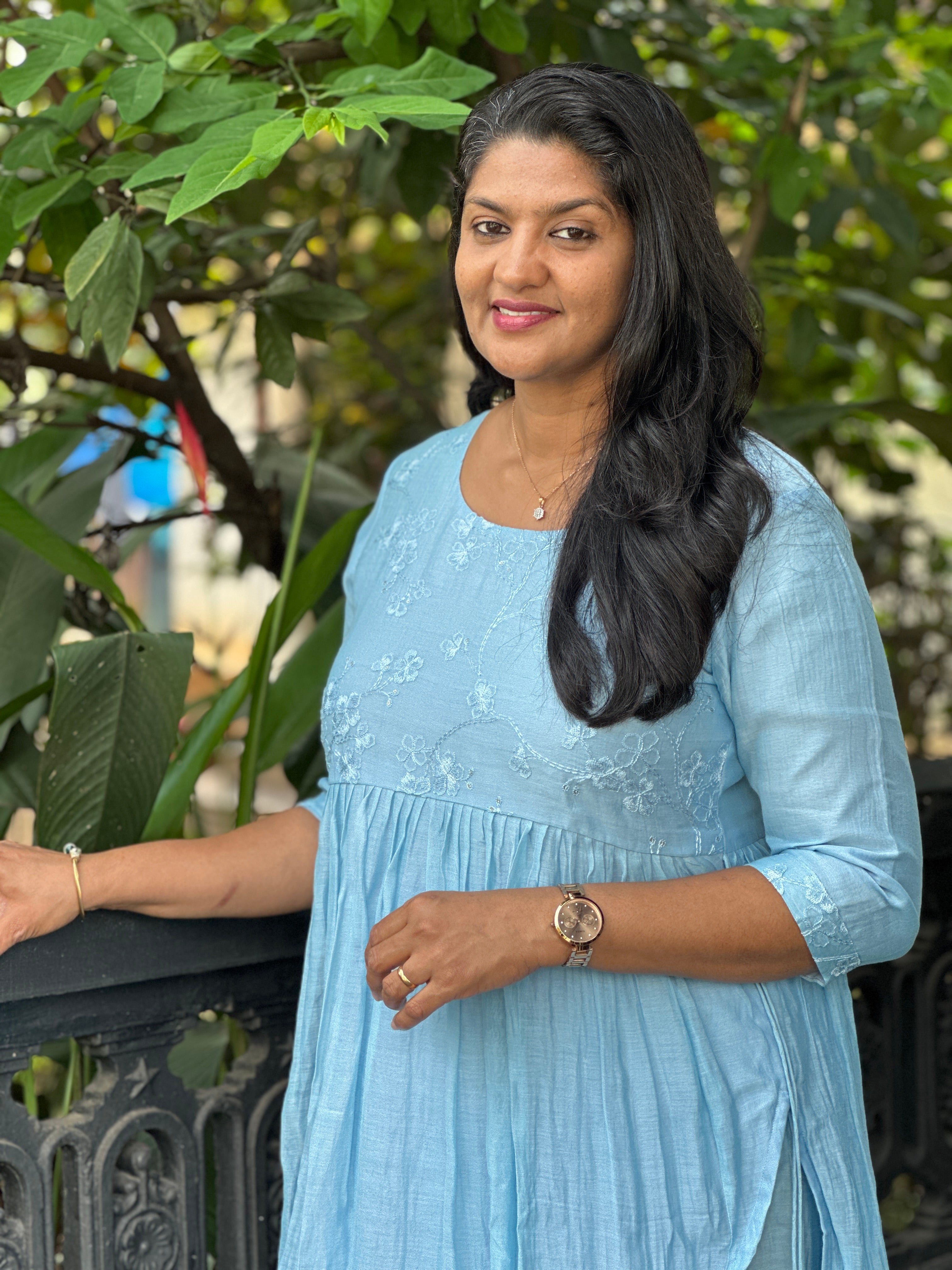 Silk Thread Embroidered Mul Chanderi Kurta Set | DN793