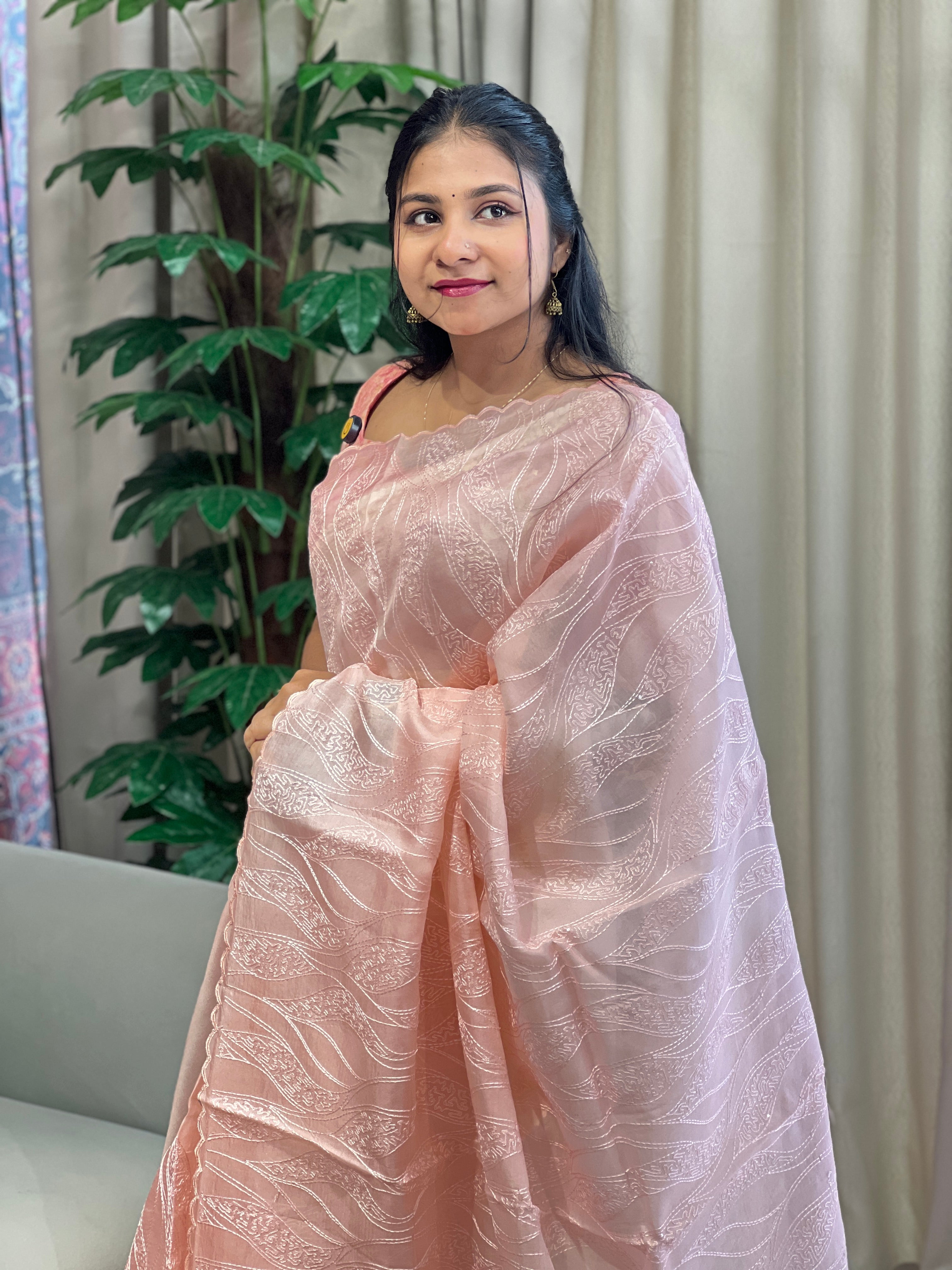 Embroidery Detailed Pure Organza Saree | YNG821