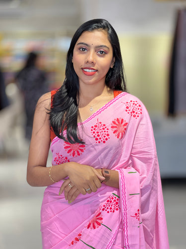 Block Printed Soft Cotton Saree | SFA125